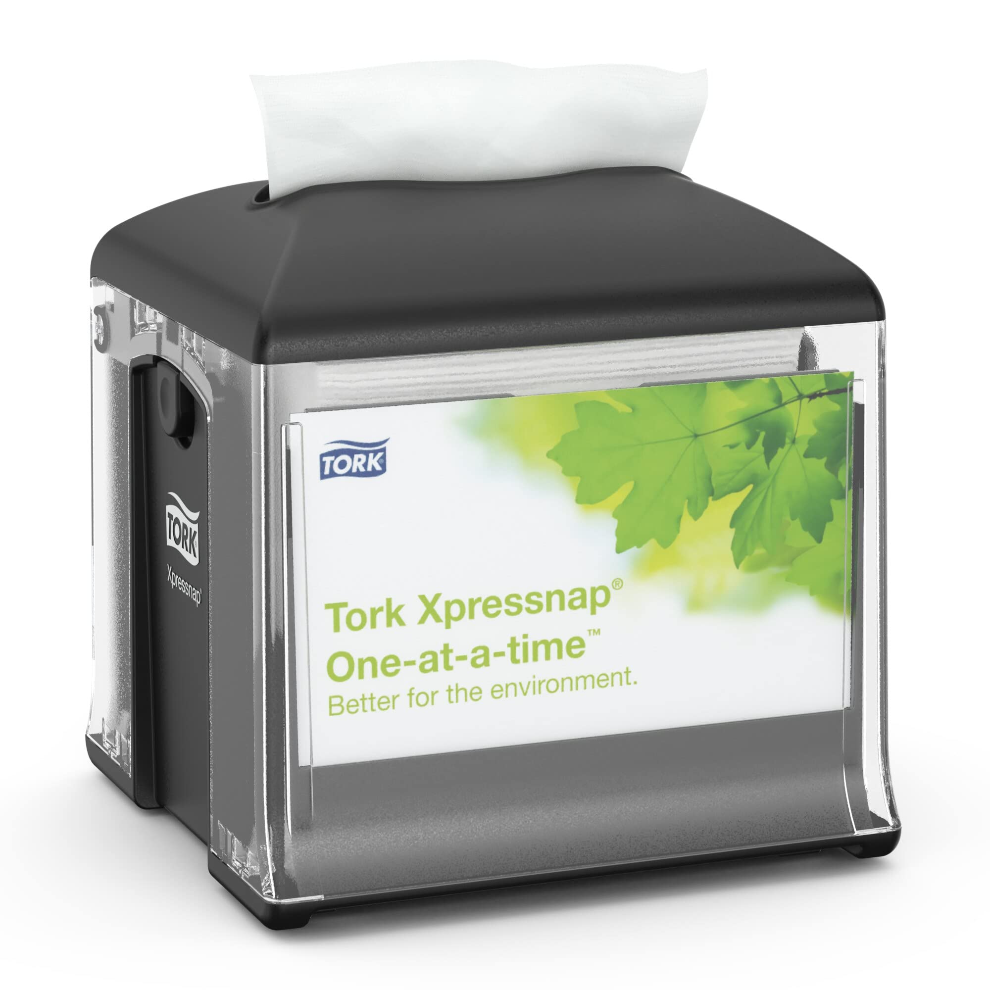 Tork 272808 Xpressnap Black Napkin Dispenser - Heavy Duty Tabletop Napkin Holder for Restaurants, Cafes & Offices | Perfect for Countertops, Break Rooms & Food Service Areas