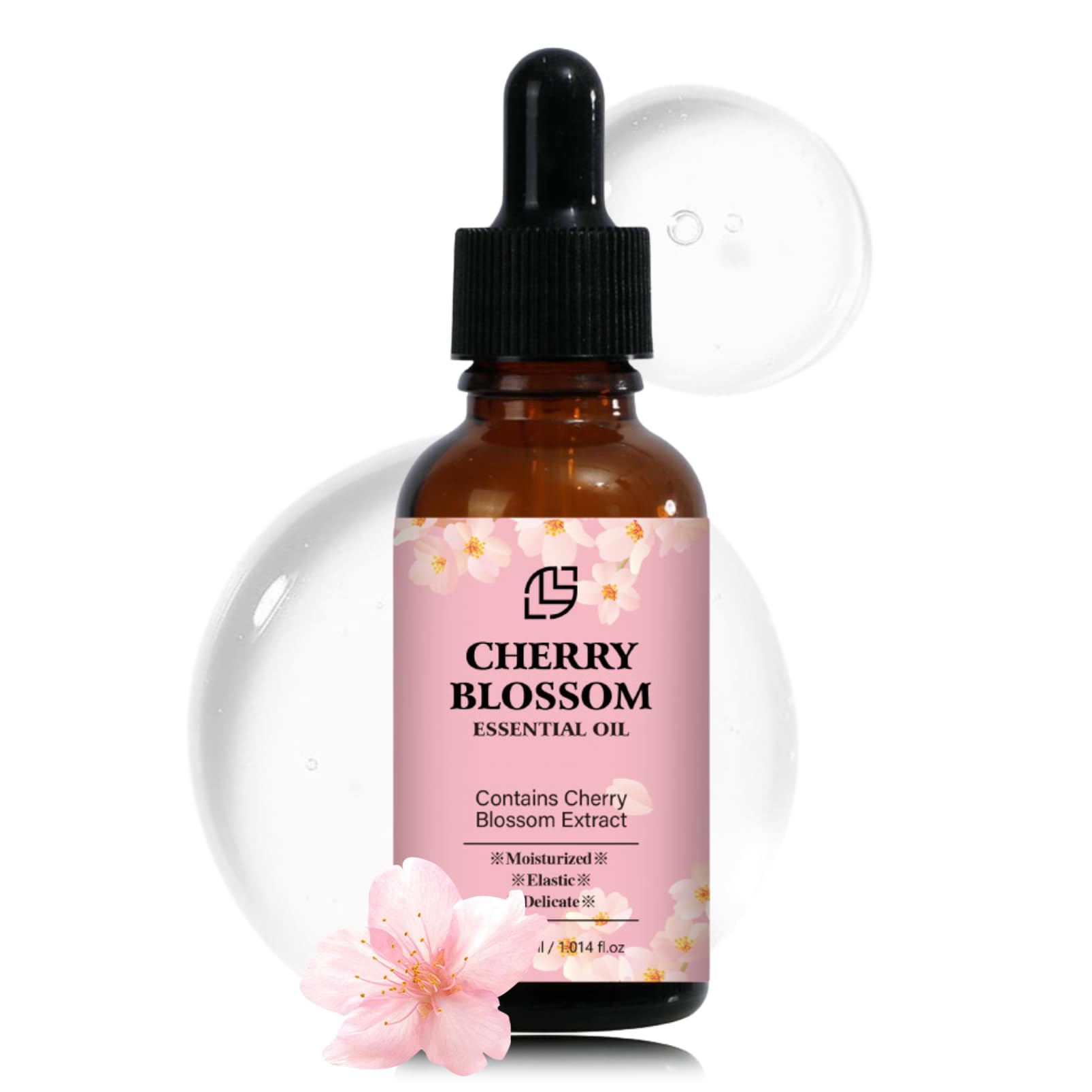 Organic Cherry Blossom Essential Oil for Face - Anti-Aging & Hydrating Facial Serum - Natural Moisturizer for Women - Skin Care Oil with Floral Fragrance - Perfect for Daily Skincare Routine & Spa Relaxation