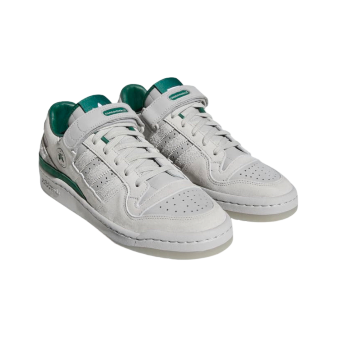 Adidas x BSTN Forum 84 Low Sneakers - Panathinaikos Grey/Two Dark Green/Cloud White - Men's Basketball Shoes for Streetwear & Casual Style