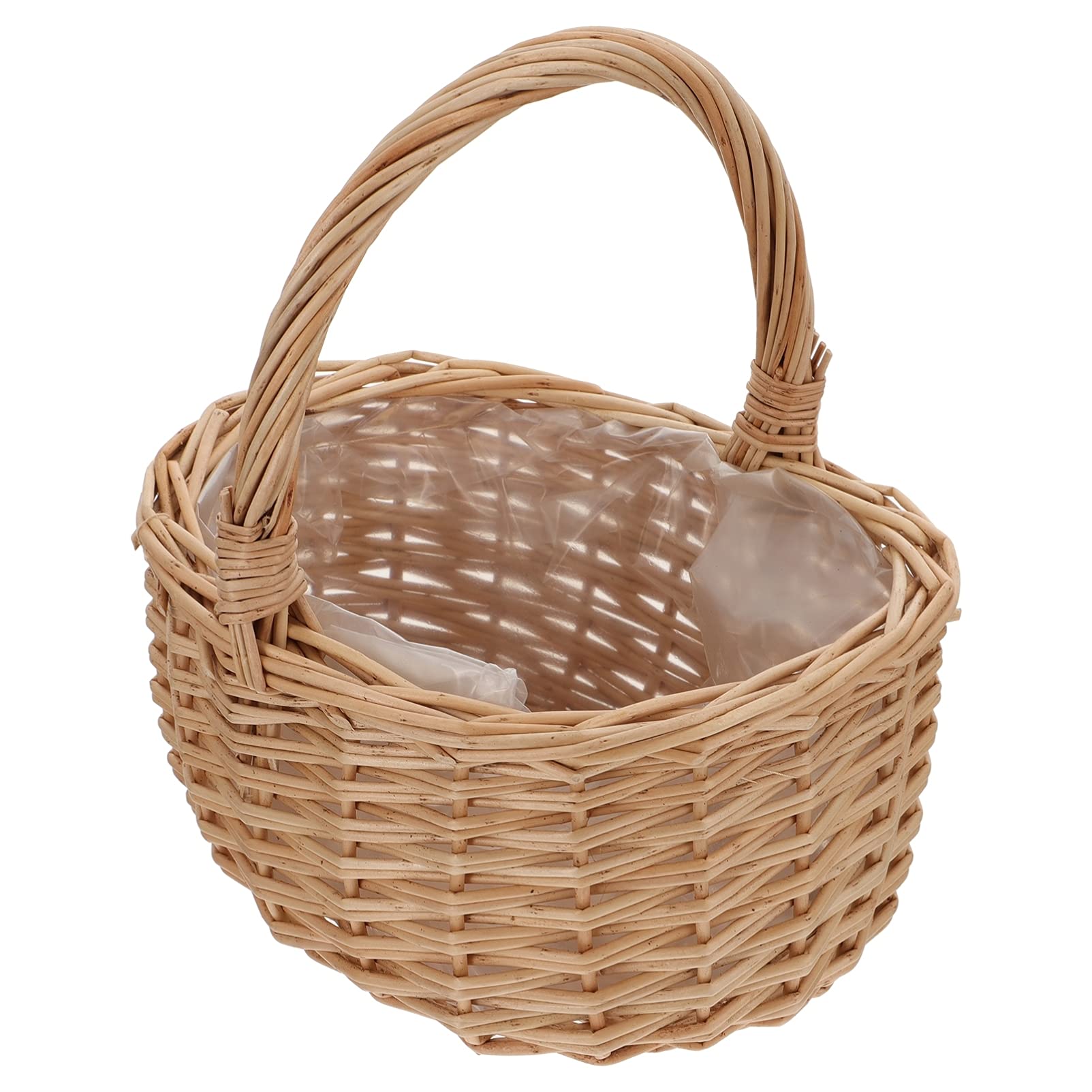 Cabilock Woven Rattan Basket - Round Handmade Storage Basket for Flowers, Picnic, Egg Gathering & Home Decor | Multi-Purpose Organizer for Kitchen, Living Room, Nursery & Kids Room | Perfect Gift for Girls & Women