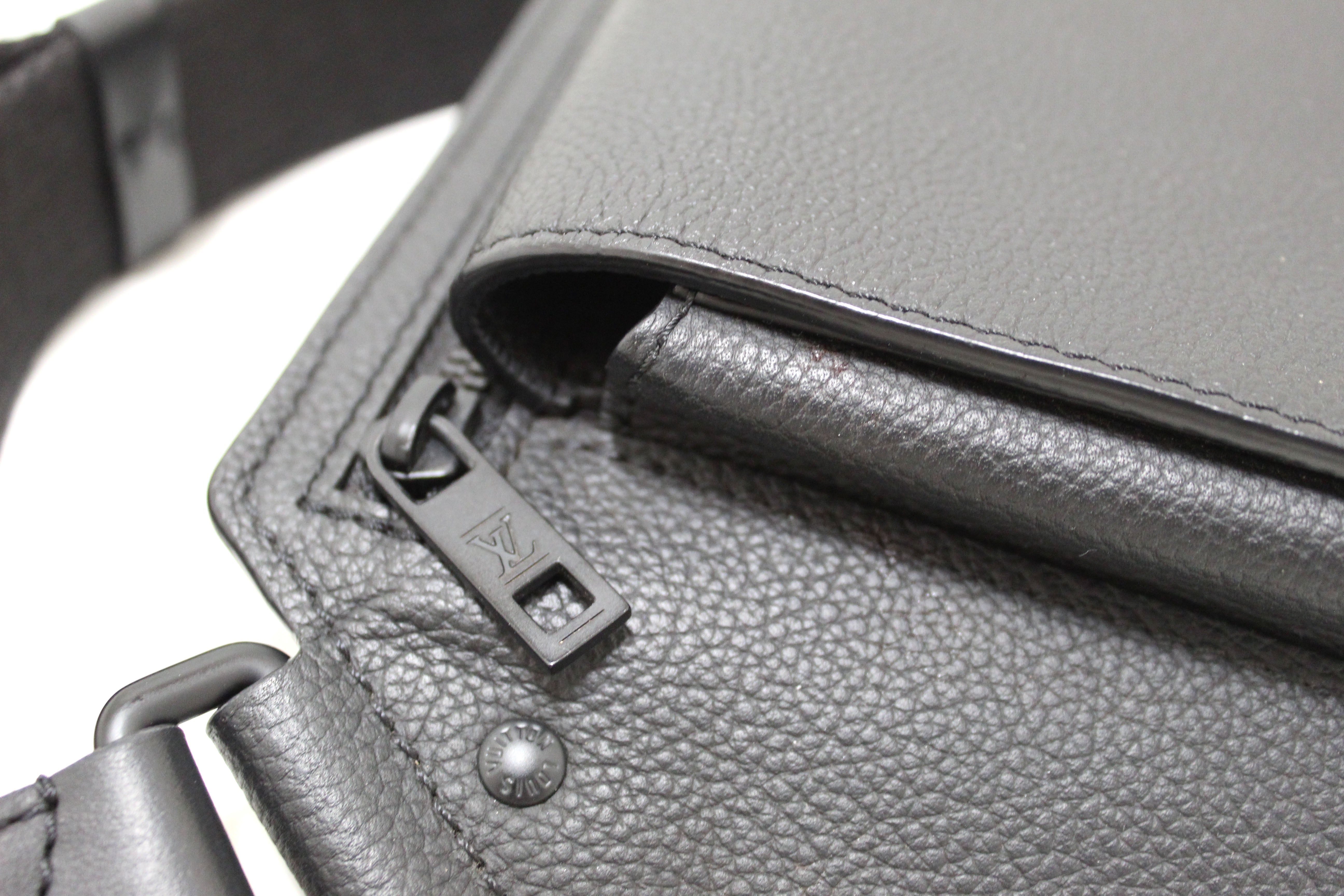 Authentic Louis Vuitton Black Leather Takeoff Sling Bag for Men & Women - Luxury Crossbody Purse for Travel, Work & Everyday Use
