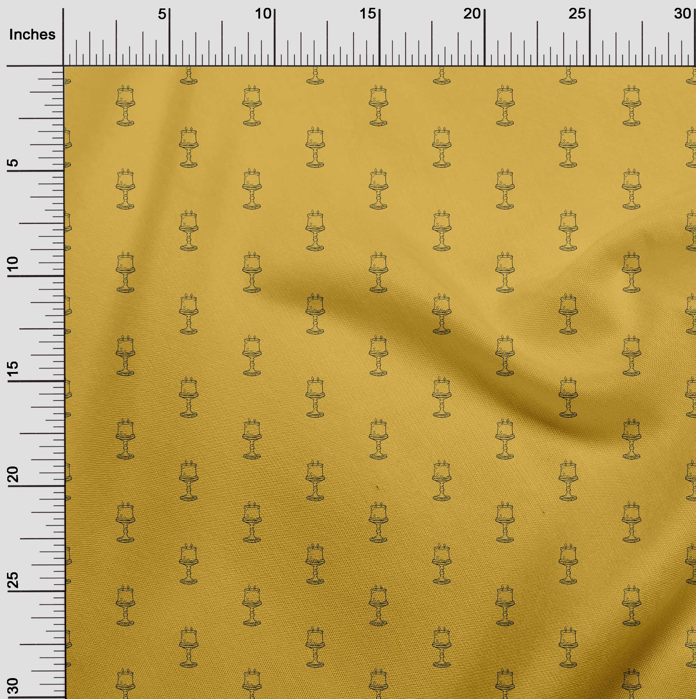 oneOone Viscose Chiffon Fabric - Yellow Retro Print, 42 Inch Wide by The Yard for DIY Clothing & Sewing Projects | Perfect for Dresses, Scarves & Home Decor
