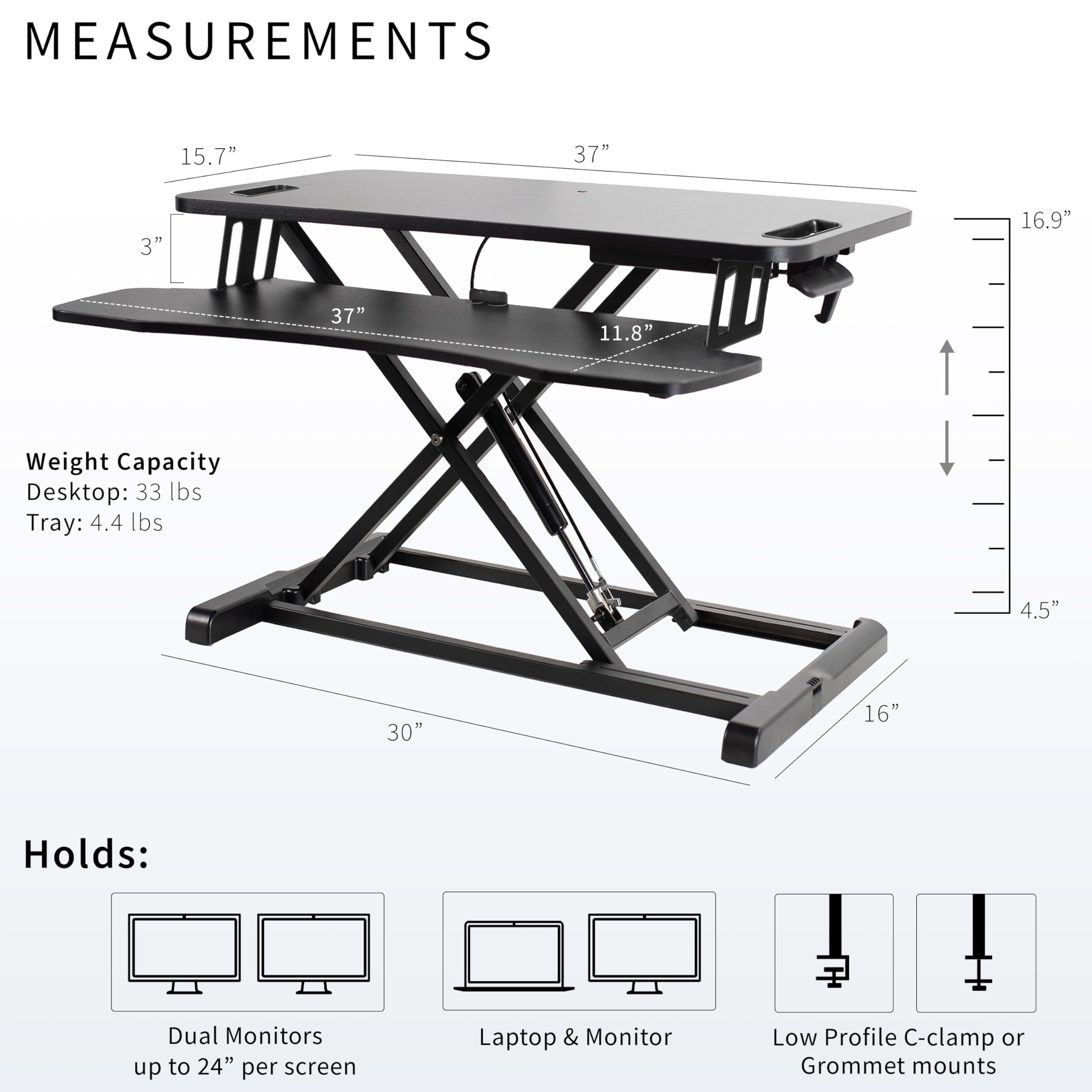 VIVO K Series 38 Inch Height Adjustable Sit to Stand Desk Converter - Dual Monitor & Laptop Workstation with Wide Keyboard Tray, White (DESK-V037KW) - Perfect for Home Office, Gaming & Ergonomic Workspace Setup