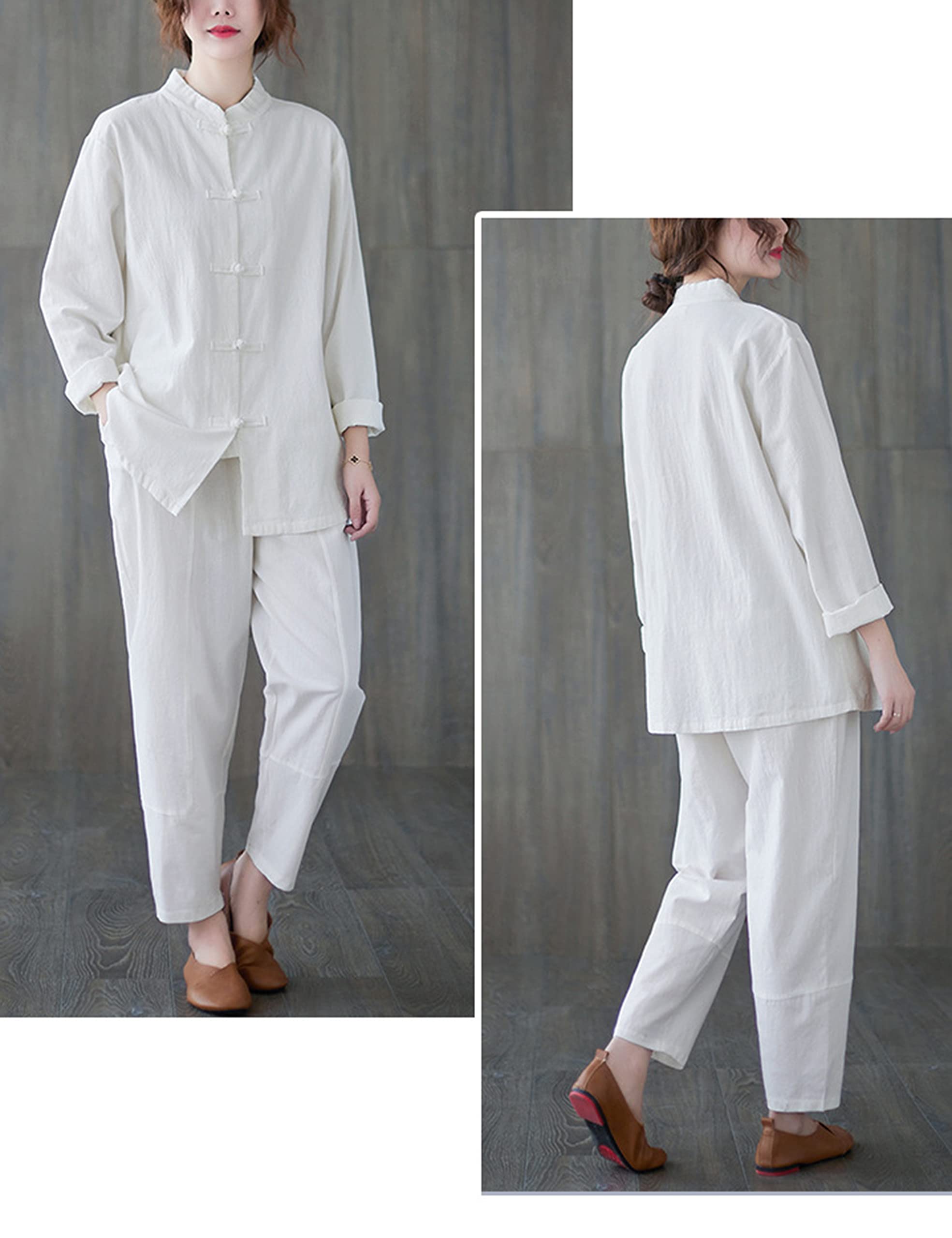 Moonetto Women's Traditional Chinese Tai Chi Uniform - Cotton Kung Fu Suit for Martial Arts & Wing Chun Training - Perfect for Tai Chi, Qigong, and Meditation Practice