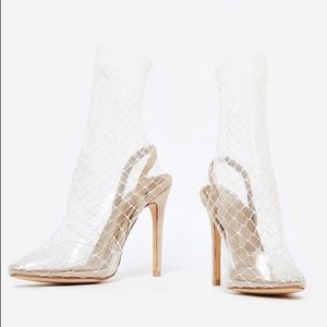 Sexy Fishnet Nude Heels for Women - Strappy Stiletto High Heels with Ankle Strap - Perfect for Night Out, Club Party, and Date Night