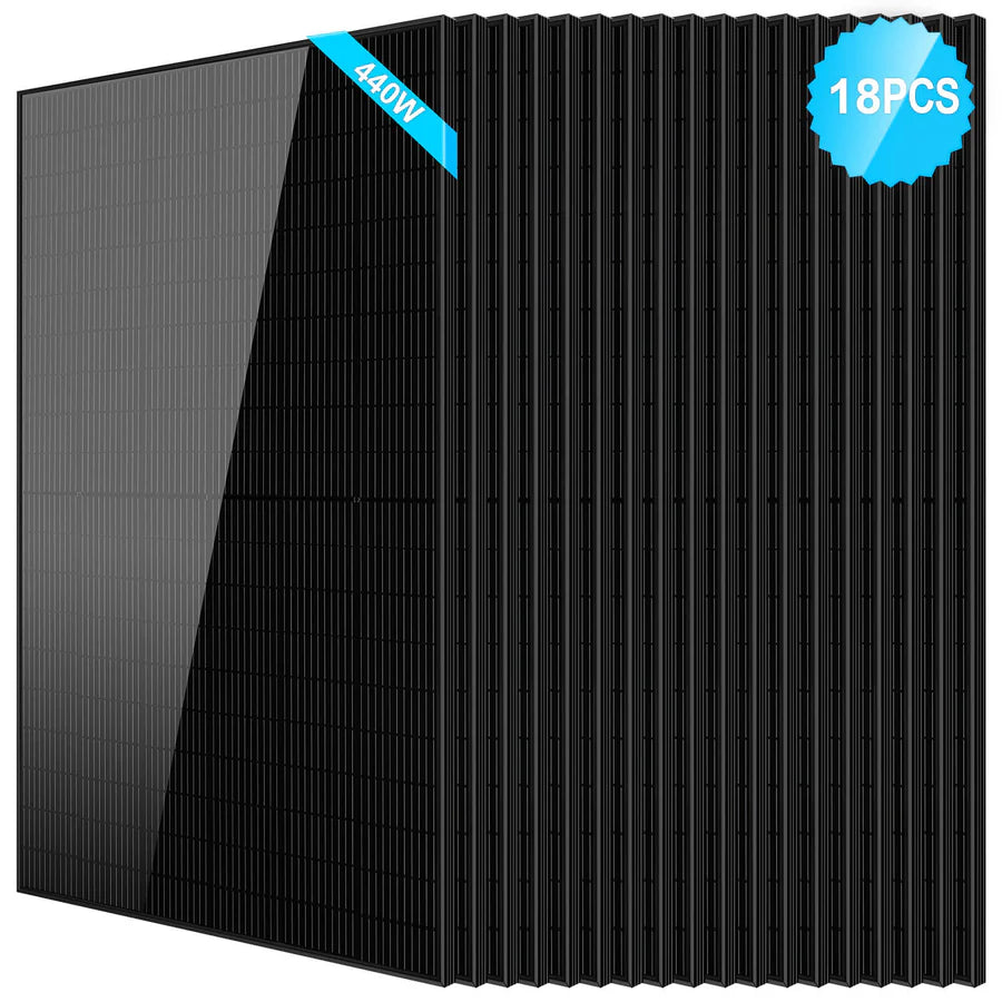 SunGoldPower 440W Monocrystalline Black PERC Solar Panel - High Efficiency Solar Panel for Home, RV & Off-Grid Power - Perfect for Residential, Camping & Emergency Backup