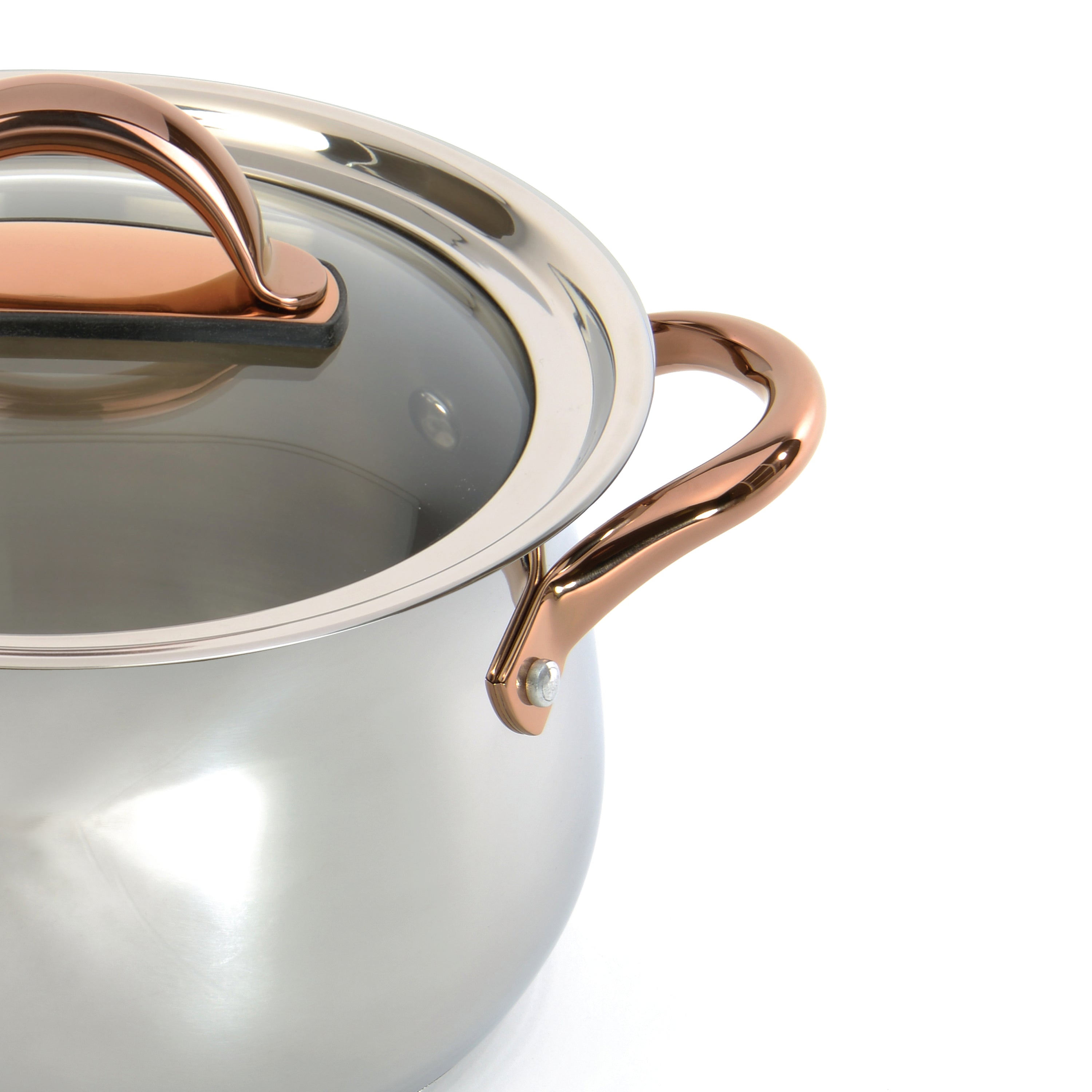 BergHOFF Ouro Gold 11-Piece 18/10 Stainless Steel Cookware Set with Tempered Glass Lids - Premium Kitchen Cookware for Professional Chefs & Home Cooking