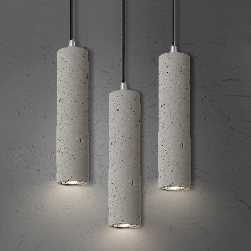 Modern Concrete Pendant Light Fixture - Industrial Style Hanging Lamp for Kitchen Island, Dining Room & Living Room Decor