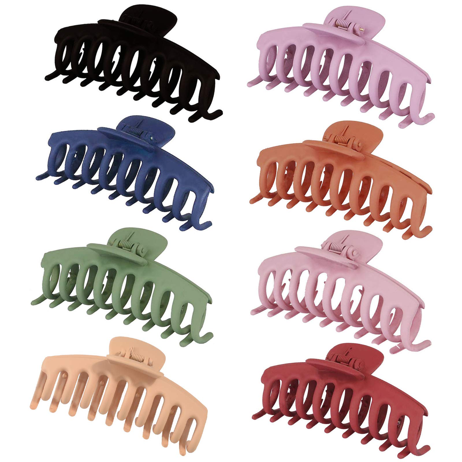 Non-Slip Large Hair Claw Clips for Women - 8PCS Matte Finish Strong Hold Hair Clips for Thin & Thick Hair - Perfect for Updos, Ponytails & Everyday Hairstyles