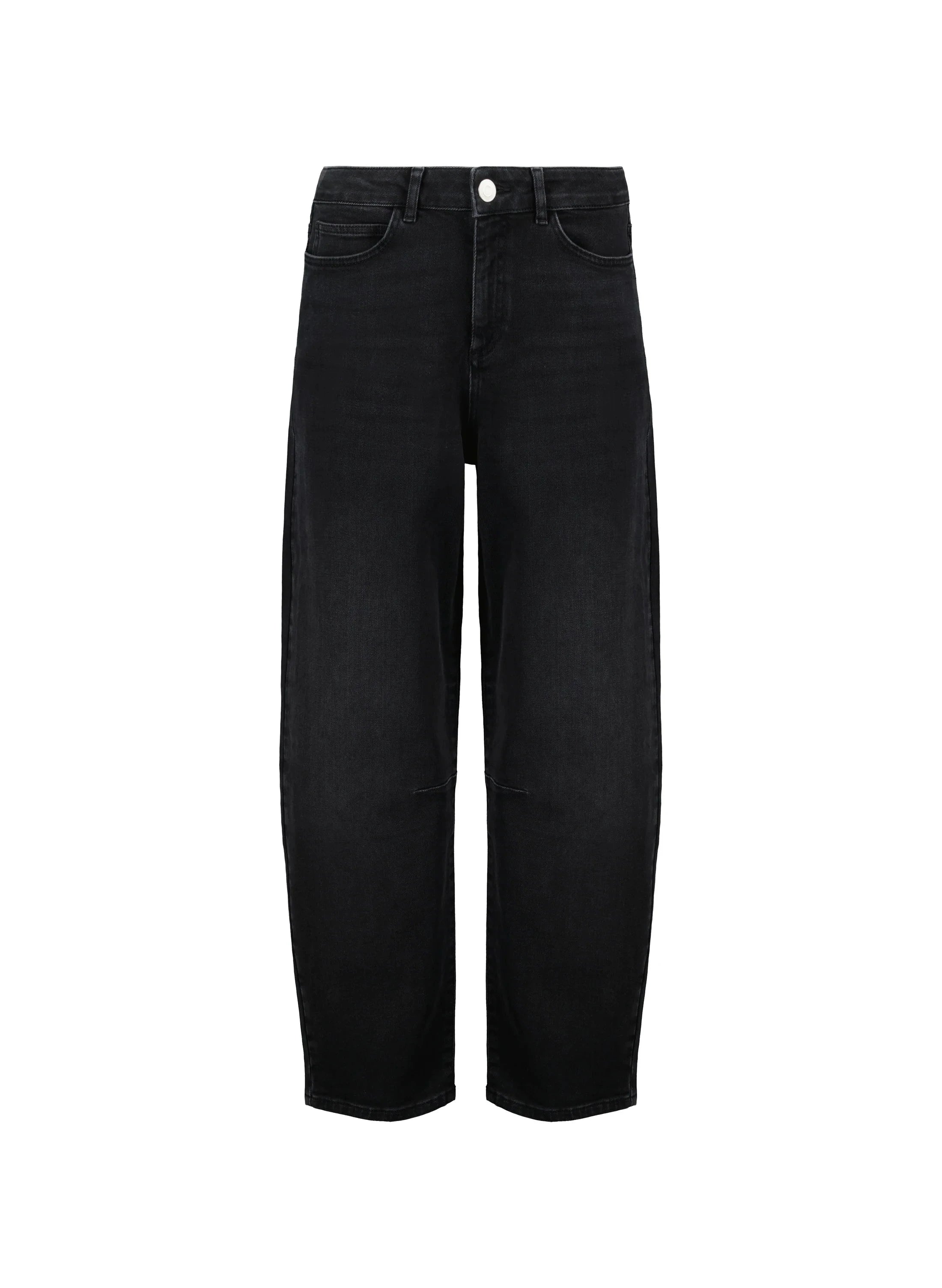 Nixi Organic Stretch Cotton Denim Barrel Jeans for Women - Washed Black | High Waist Comfort Pants | Perfect for Casual Wear, Office & Travel