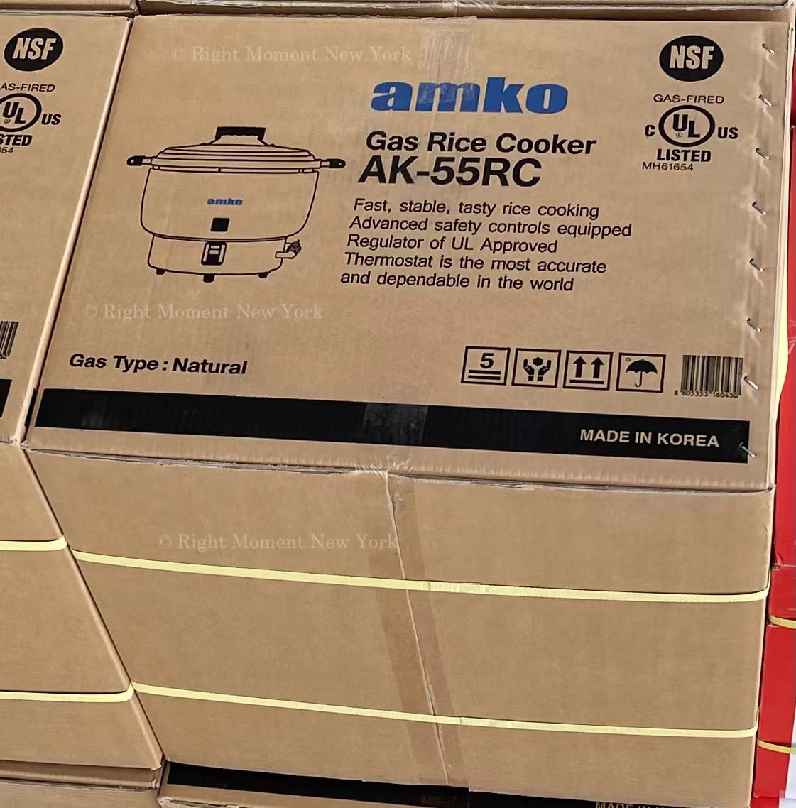 Amko AK-55RC 55-Cup Natural Gas (LNG) Rice Cooker - Large Capacity Commercial Rice Steamer for Restaurants, Catering & Bulk Cooking - Perfect for Asian Cuisine, Meal Prep & Food Service Businesses