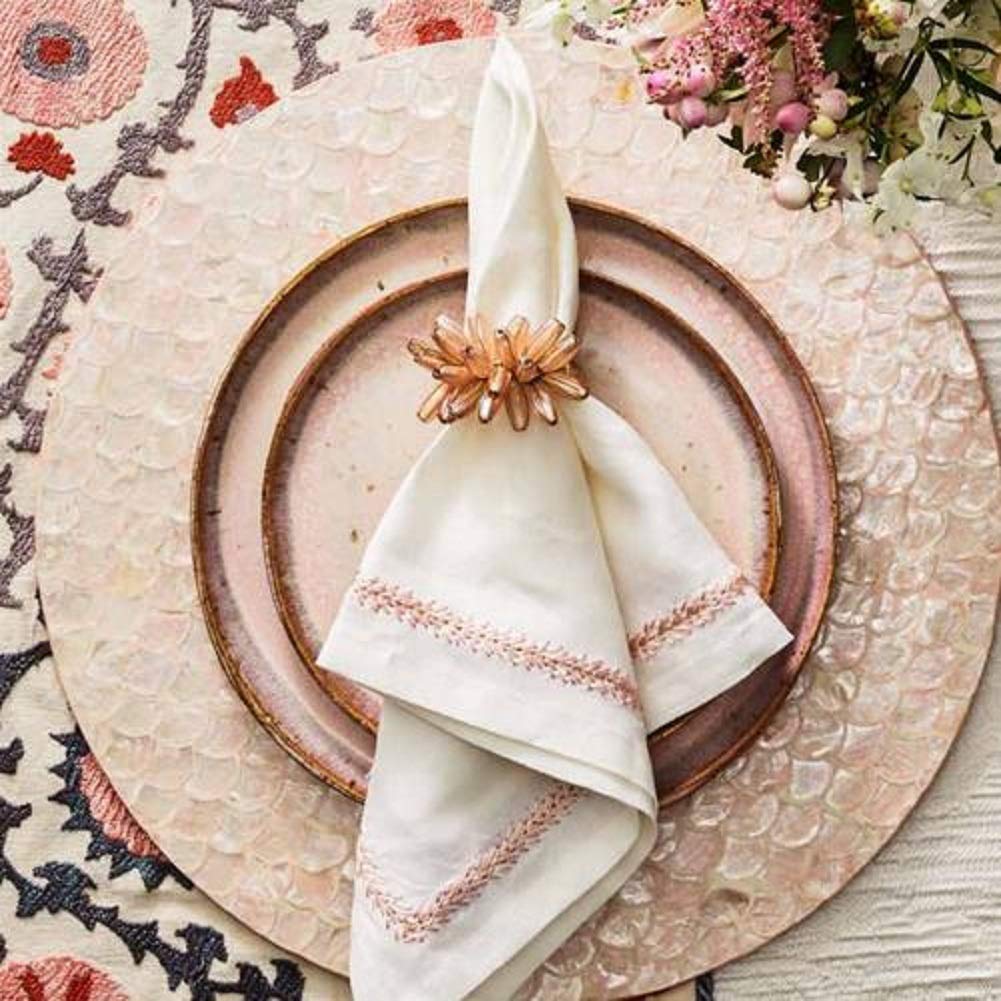 Kim Seybert Camellia Blush Placemats Set of 4 - Elegant Table Setting for Dinner Parties, Bridal Showers & Home Decor