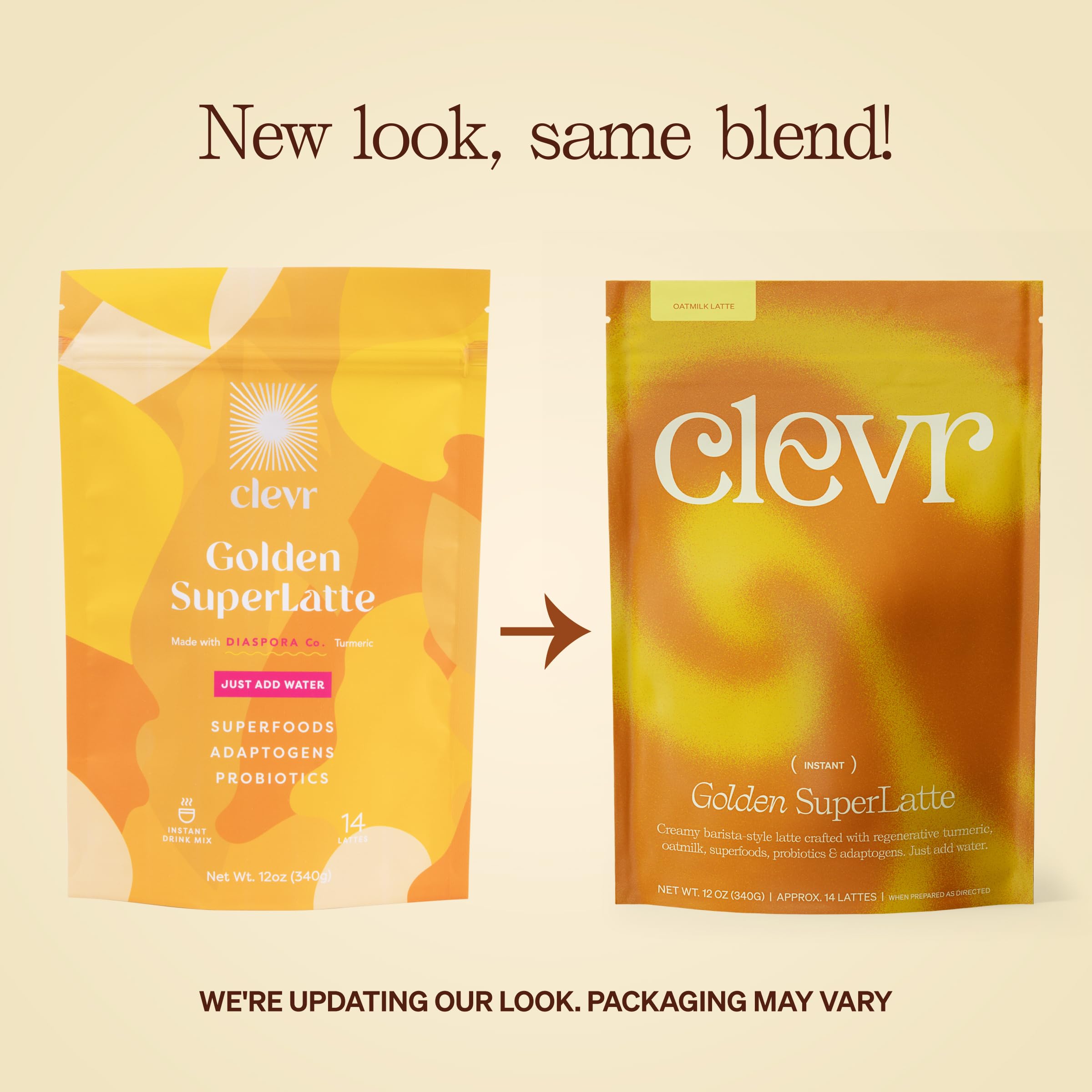 Clevr Blends Starter Kit (2-Pack) - Chai Tea & Golden Turmeric SuperLatte Instant Mix with Oat Milk, Coconut Creamer, Lion’s Mane, Reishi Mushrooms, Organic Spices & Probiotics | Includes Frother | Perfect for Home, Office & Travel | Dairy-Free, Vegan-Friendly Energy Boost