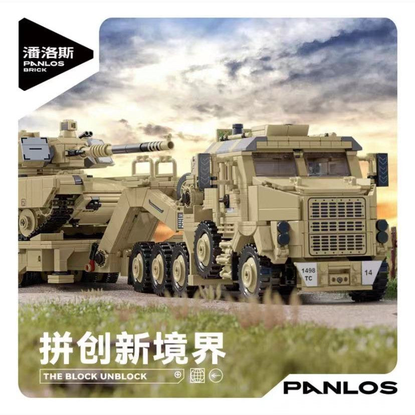 Panlos 628015 M1070 Oshkosh Tank Transporter Building Blocks Set - Military Vehicle Model Kit for Adults & Collectors | Perfect for Display, Gifts & DIY Projects