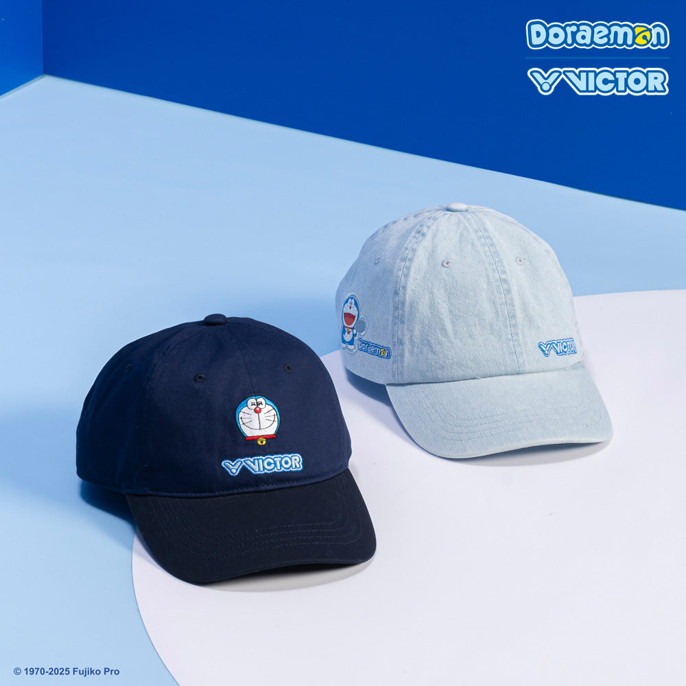 Victor x Doraemon Denim Blue Baseball Cap VC509DRM - Official Doraemon Collaboration Hat for Anime Fans, Streetwear & Casual Outfits