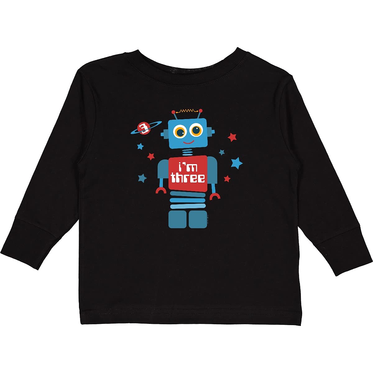 Inktastic Robot 3rd Birthday Toddler Long Sleeve T-Shirt - Cute Graphic Tee for Boys & Girls - Perfect for Birthday Parties, School & Playtime