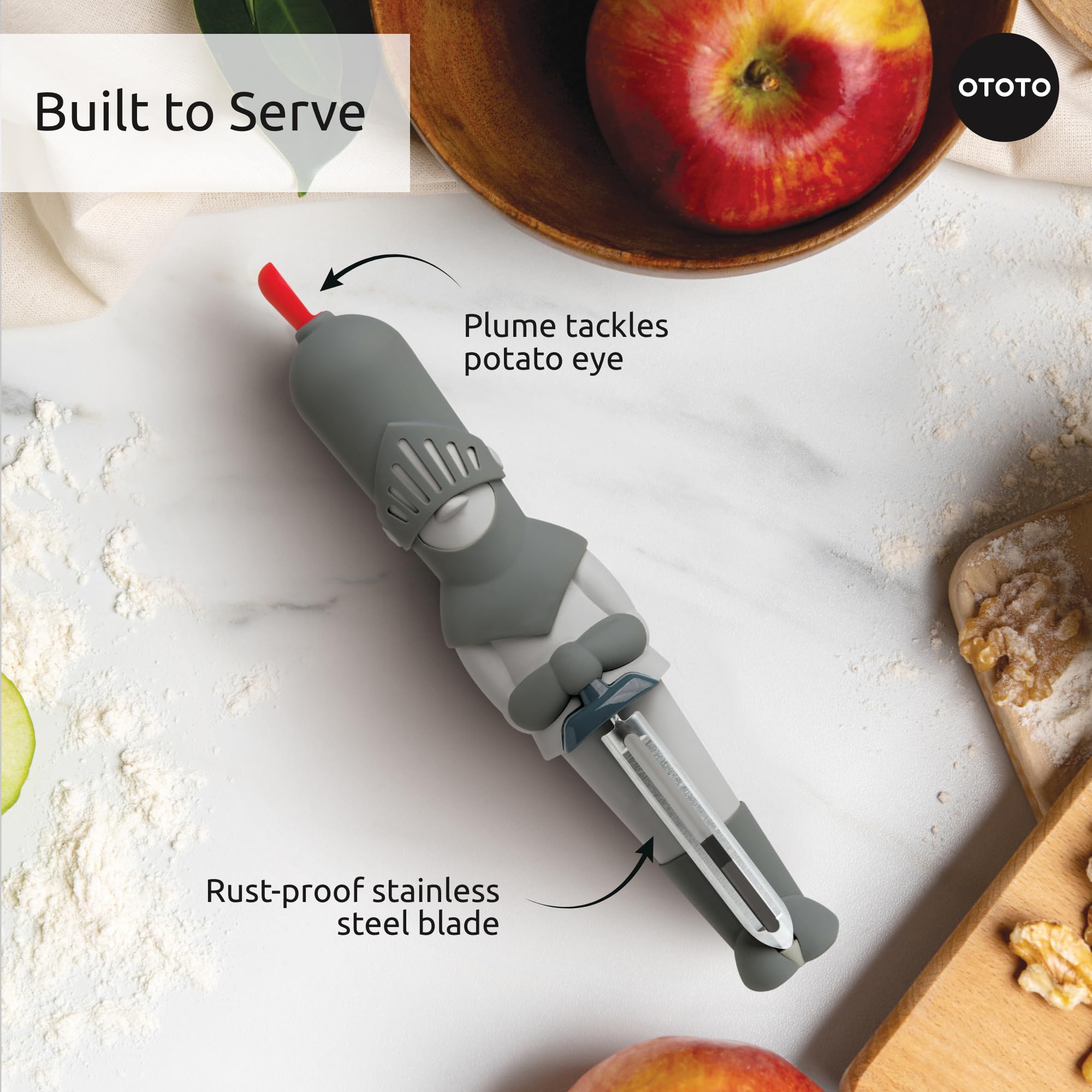 NEW OTOTO Sir Peels A-Lot Medieval Knight Swivel Vegetable Peeler - Cute Kitchen Gadget for Peeling Potatoes, Fruits & Vegetables | Perfect Kitchen Gift & Fun Accessory for Home Cooking & Meal Prep