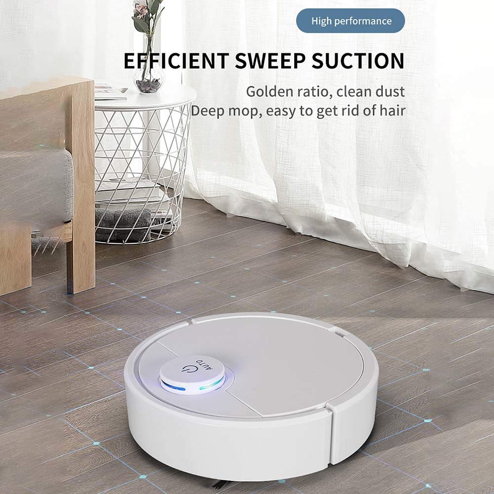SHLUTESOY ES300 Robot Vacuum Cleaner - 3-in-1 Smart Automatic Rechargeable Sweeper with Strong Suction, White - Perfect for Hardwood Floors, Carpets & Pet Hair Removal
