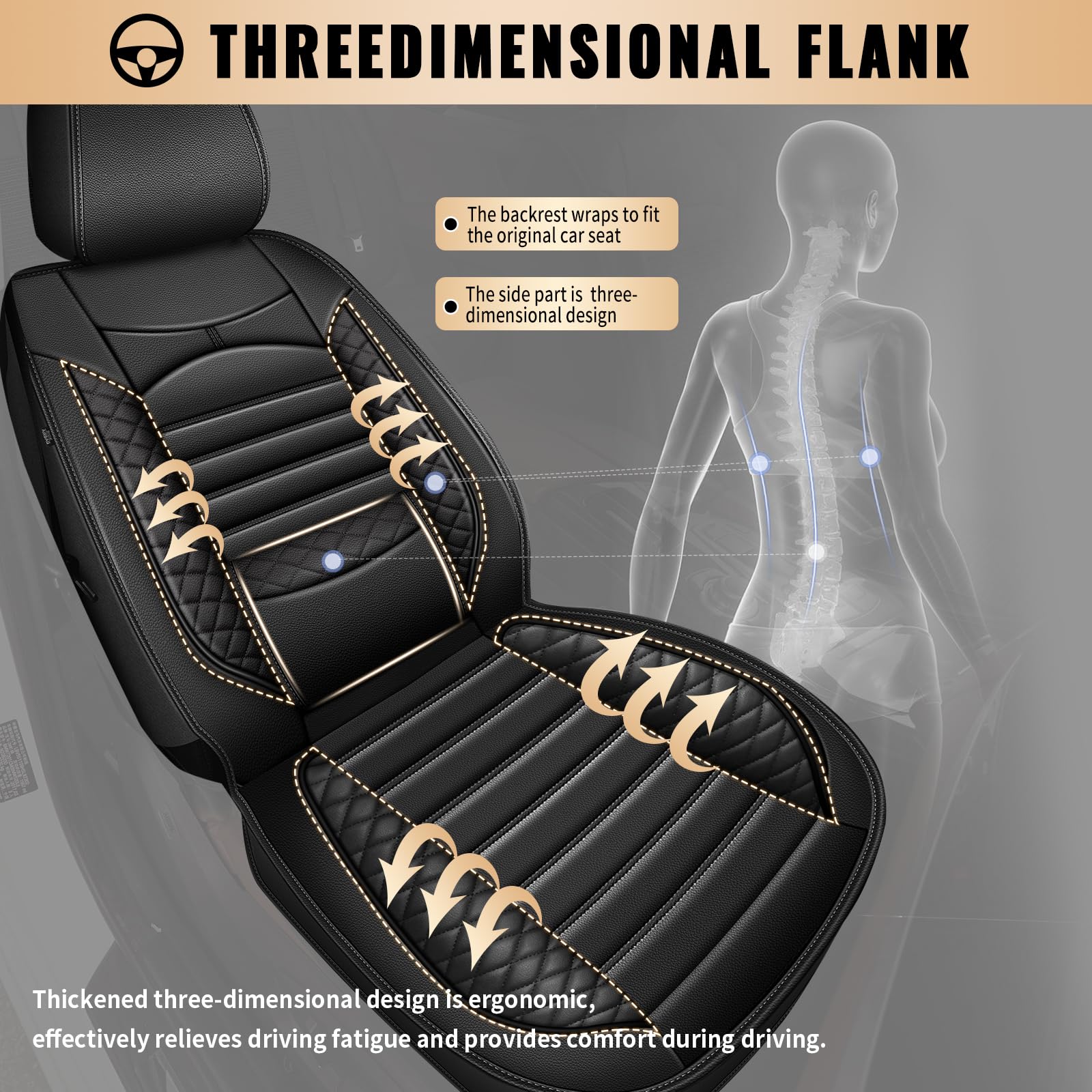Custom Fit Ford Focus 2009-2018 Car Seat Covers Full Set - 5 Seat Waterproof Faux Leather Seat Protectors with Airbag Compatibility (Black) - Perfect for Road Trips, Daily Commutes & Car Interior Protection