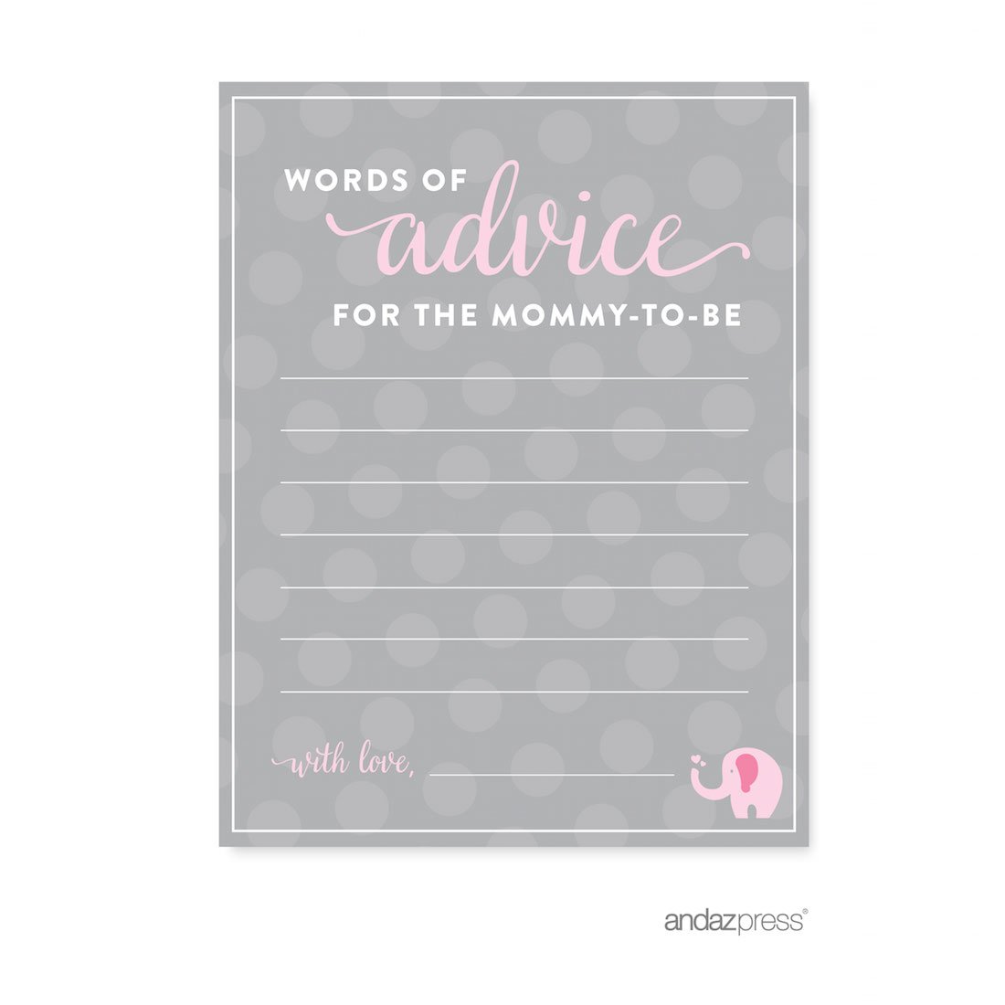 Andaz Press Baby Shower Party Supplies - 20-Pack Elephant Theme Games, Decorations & Parenting Advice Cards for New Parents | Perfect for Gender Reveal, Nursery Decor & First Birthday Celebrations