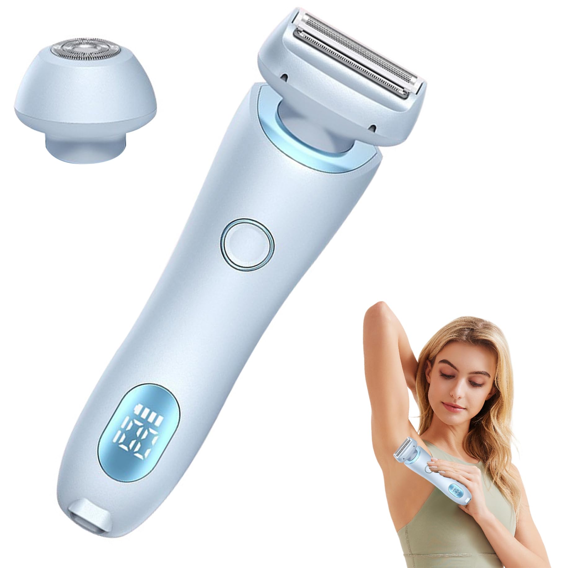 Women's Electric Shaver - 3-Blade Painless Hair Trimmer for Bikini, Underarm, Legs & Body | Waterproof, Rechargeable, LED Power Display | Dry & Wet Use | Portable for Travel, Gym & Home Care