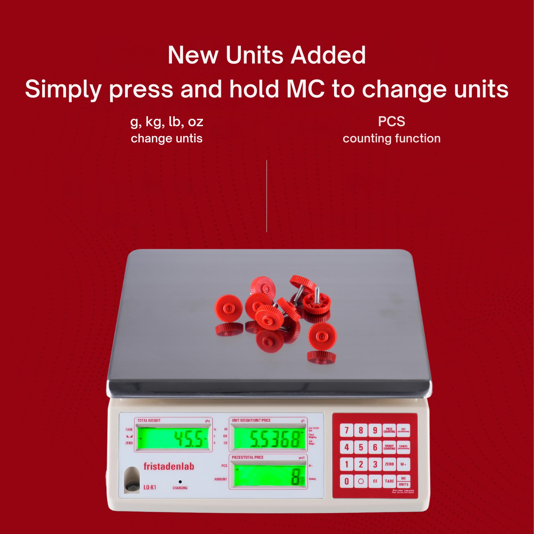 Fristaden Lab Precision Digital Scale 30kg x 0.5g | Industrial Counting Scale with Multiple Units (g/lbs/oz/kg) | Made in USA | Perfect for Warehouses, Jewelry Stores & Laboratories