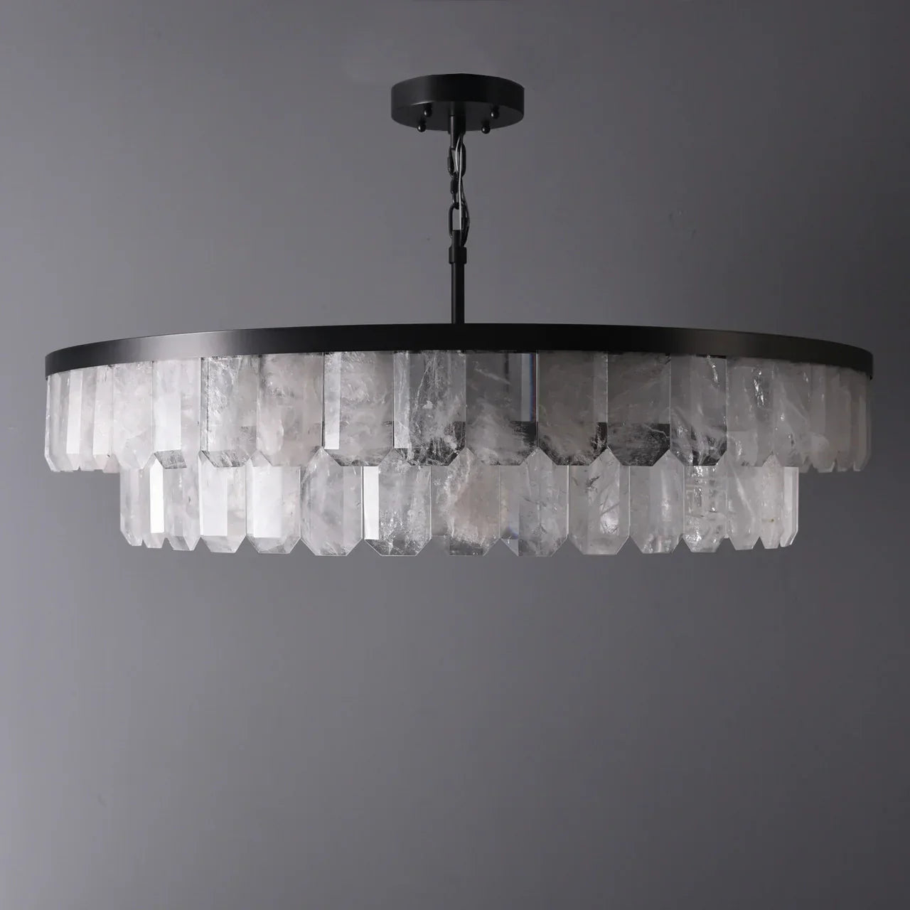 Rolande Double Rock Crystal Chandelier - Elegant Modern Ceiling Light Fixture for Dining Room, Living Room & Bedroom | Perfect for Home Decor & Luxury Interior Design