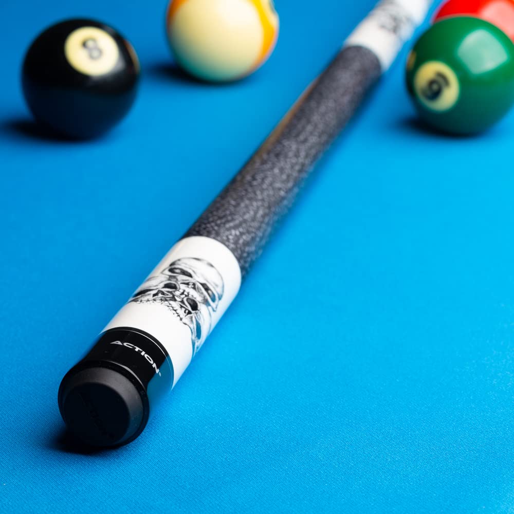 Action Skulls Adventure Pool Cue - 18 oz Weight - Premium Billiards Stick for Professional & Recreational Players - Perfect for Bars, Game Rooms & Pool Halls
