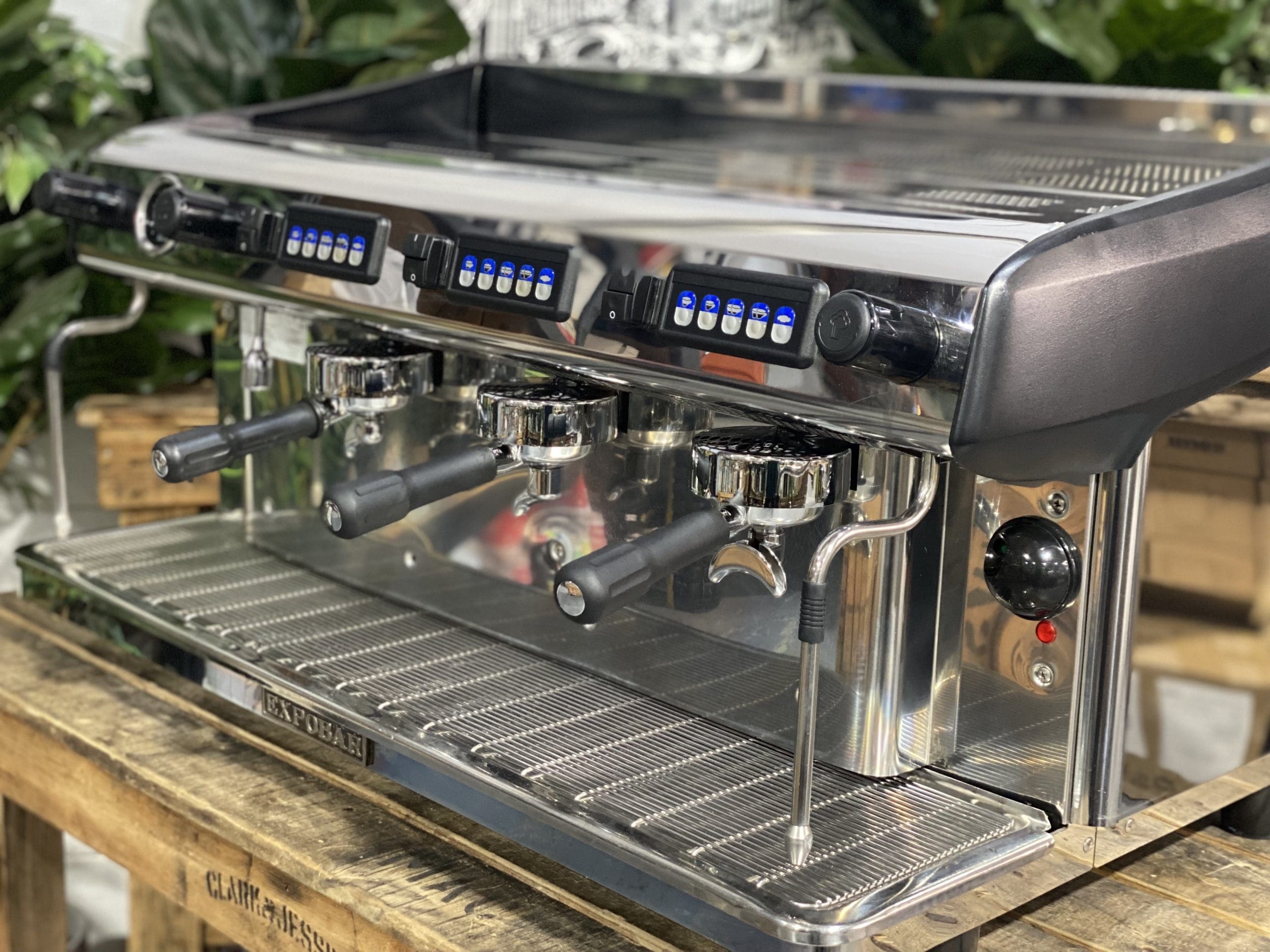 Expobar MegaCrem High Cup 3 Group Commercial Espresso Machine - Stainless Steel & Black - Professional Coffee Shop & Restaurant Equipment for Baristas