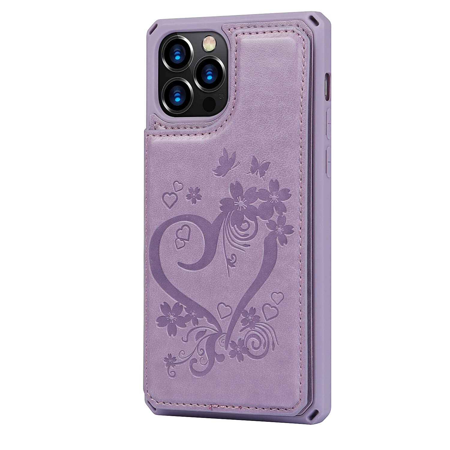 Premium Leather Wallet Case for iPhone 12/12 Pro - Shockproof Protective Cover with Card Holder, Stand & Wrist Strap (Purple) - Perfect for Daily Commute, Shopping & Travel