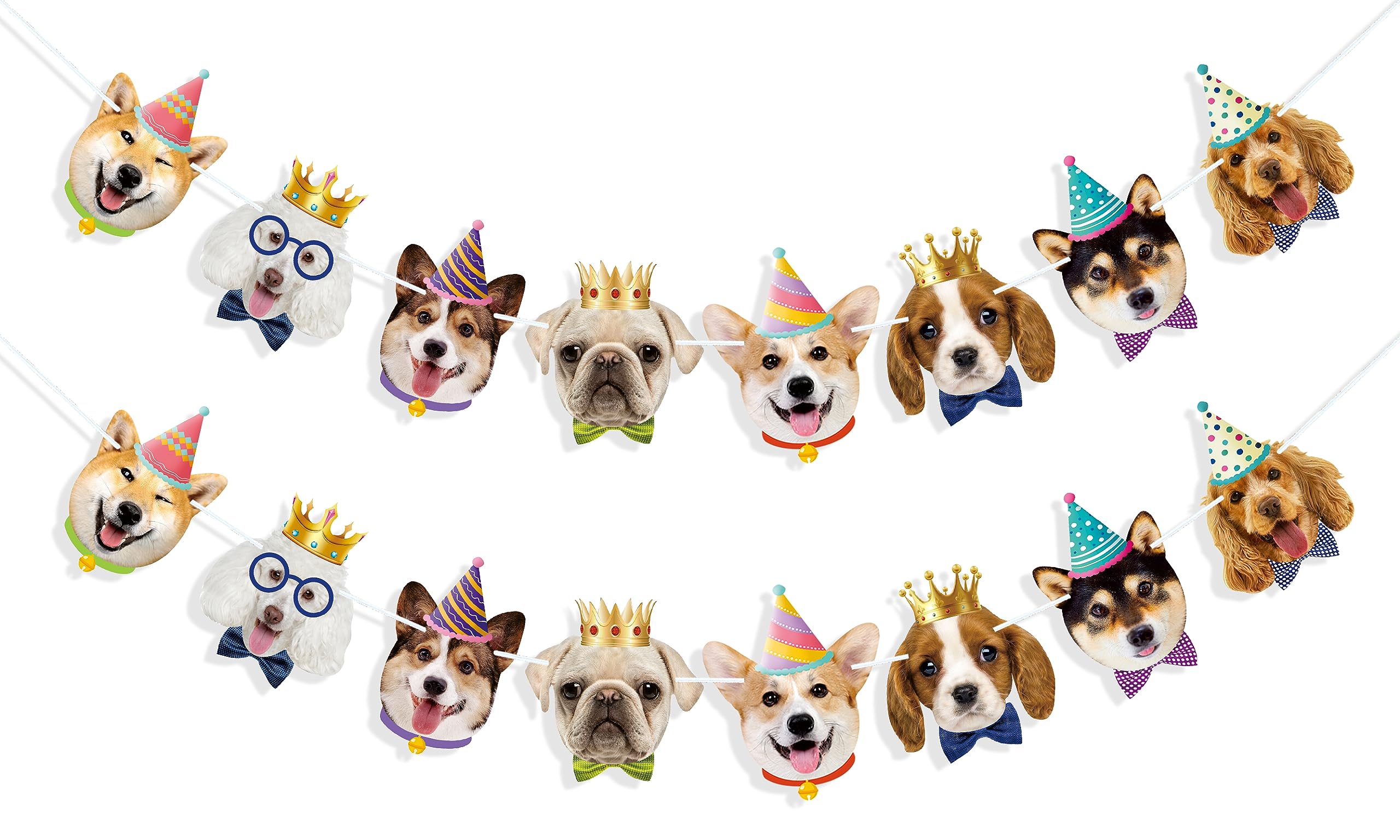 Uniwish Dog Face Banner Garland - Puppy Dog Birthday Party Decorations for Boys & Girls | Pet-Themed Hanging Decor for Dog Birthday Parties, Puppy Showers & Animal Lovers Celebrations