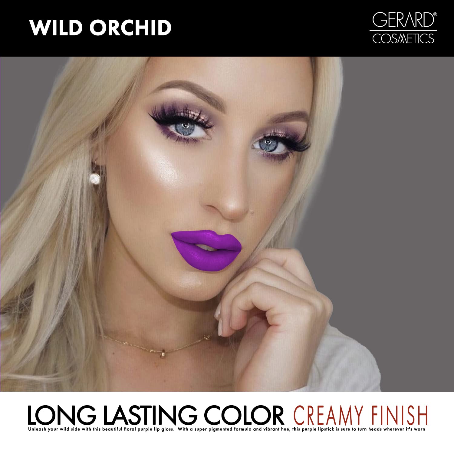 Gerard Cosmetics Wild Orchid Lip Gloss - Super Pigmented Purple Lipstick with LED Light & Mirror, Hydrating Shiny Liquid Lip Color | Cruelty-Free, Made in USA | Perfect for Night Out, Parties & Special Occasions