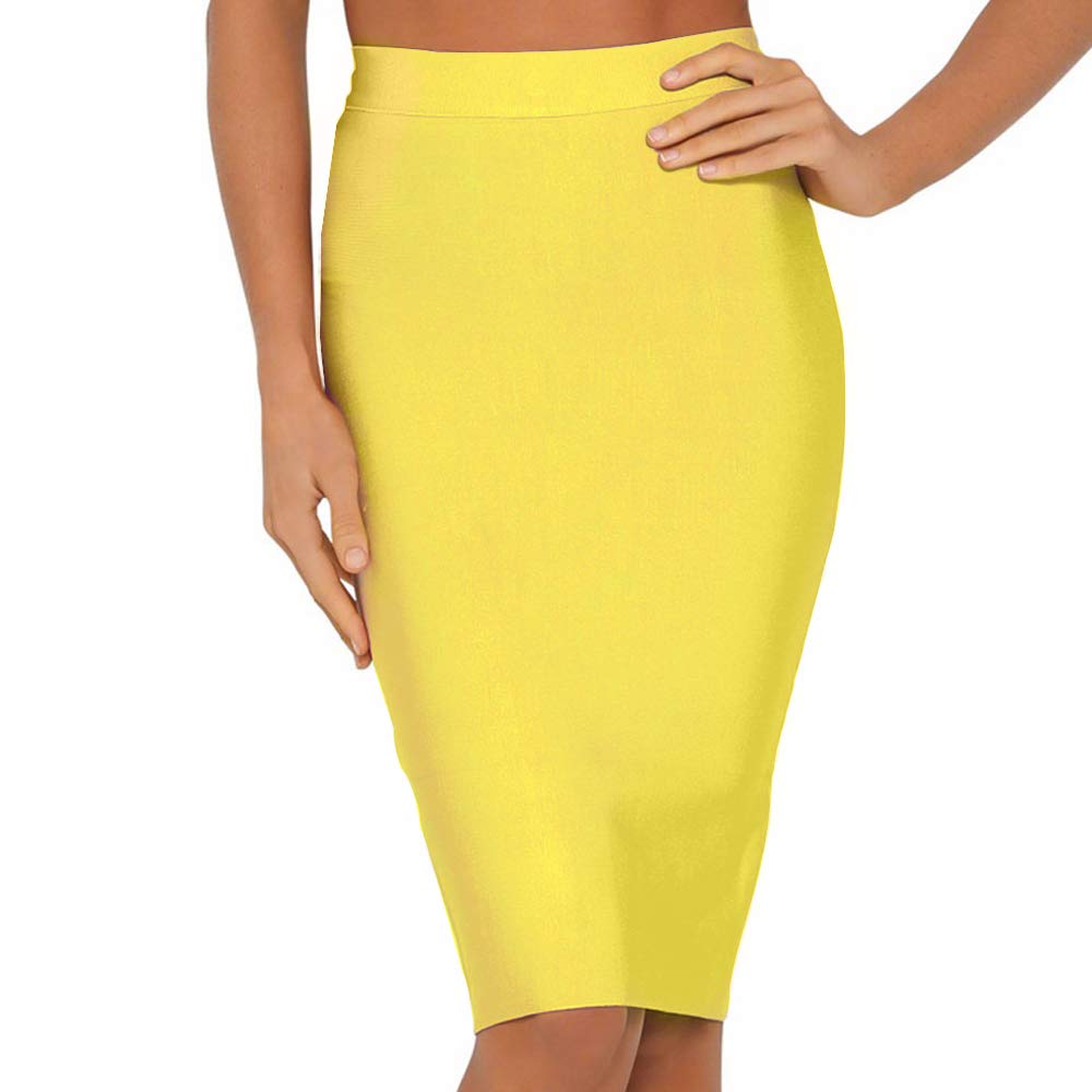 Women's High Waist Knee-Length Bandage Pencil Skirt - Slim Fit Stretchy Bodycon Skirt for Work, Party & Night Out