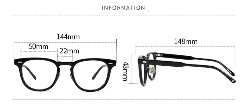 Black Unisex Square Acetate Eyeglasses Full Rim Frame - Stylish Reading Glasses for Men & Women - Perfect for Office, Reading & Fashion Accessories