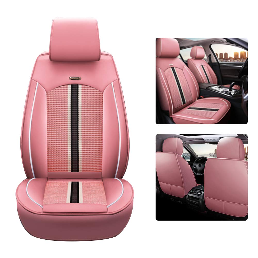 Saitake Waterproof PU Leather Car Seat Covers for Mercedes-Benz Viano - Front Seat Protectors (2PCS, Pink) | Soft & Durable | Perfect for Family Road Trips, Commuting & Car Interior Protection
