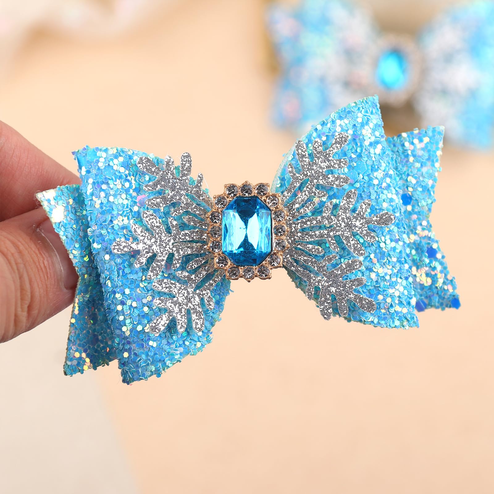 Christmas Hair Clips for Girls - Festive Snowflake Hair Barrettes with Rhinestones & Glitter (2PCS, Blue) - Perfect for Holiday Parties, Xmas Gifts & Winter Celebrations