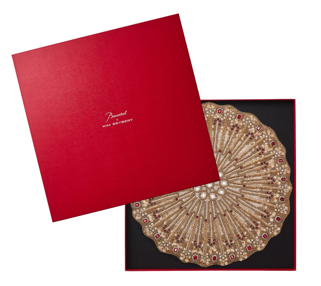 Lumiere Champagne & Crystal Placemat Set of 2 - Elegant Table Setting for Dining, Wedding, or Gift - Premium Placemats in Gift Box