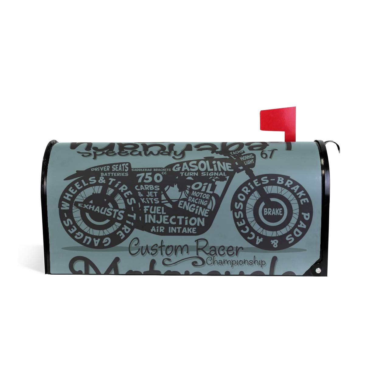 **Vintage Motorcycle Magnetic Mailbox Cover - 25.5 x 20.8 Inch Standard Size, Weatherproof & Rustproof - Perfect for Home, Farmhouse, or Garage Decor**