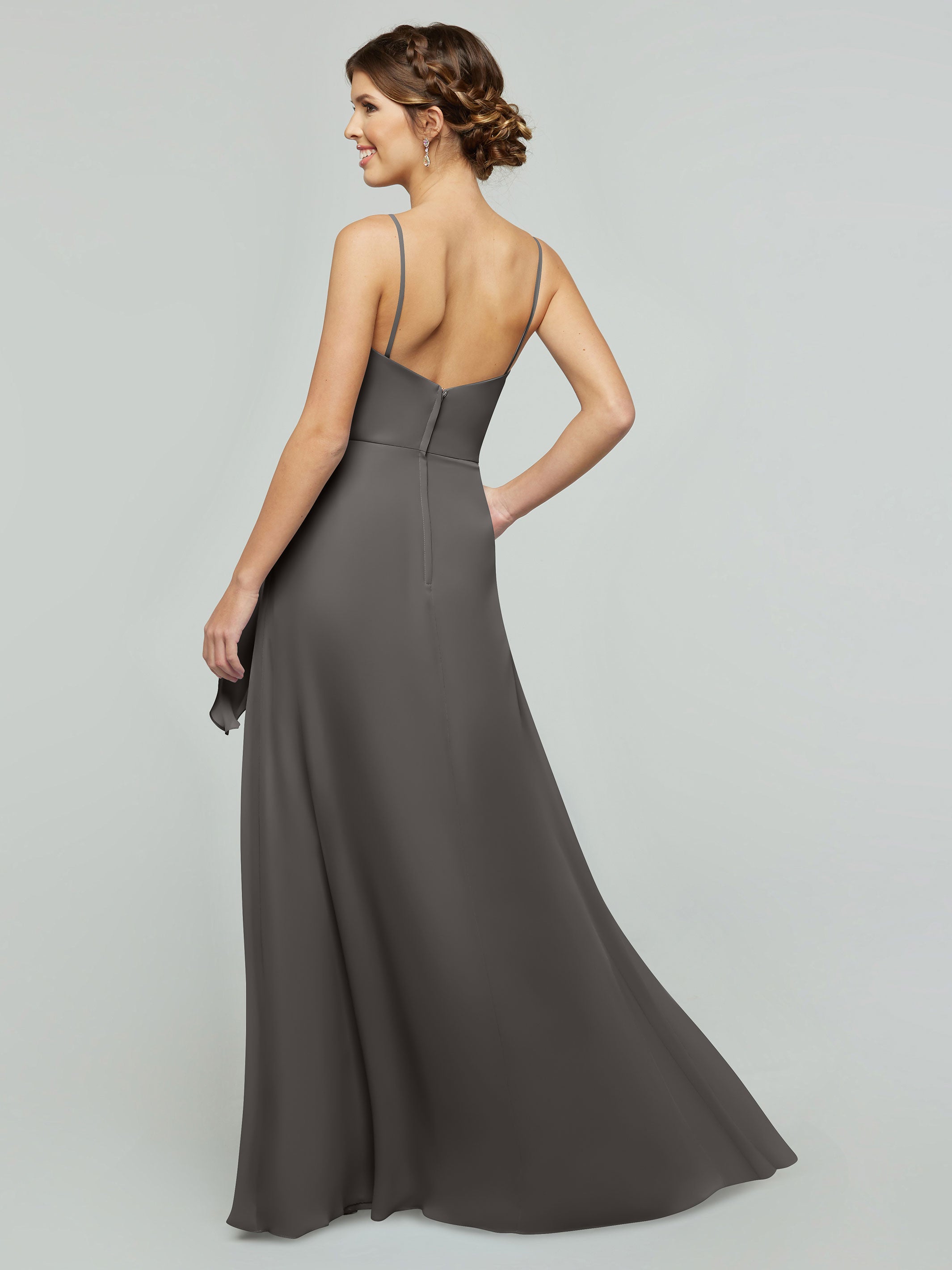 Elegant 80182 Chiffon A-Line Bridesmaid Dress with V-Neck & Spaghetti Straps - Perfect for Weddings, Formal Events & Special Occasions