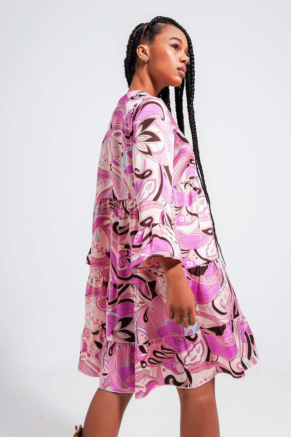 Women's 3/4 Sleeve Pink Robe - Soft & Comfortable Loungewear for Relaxing at Home