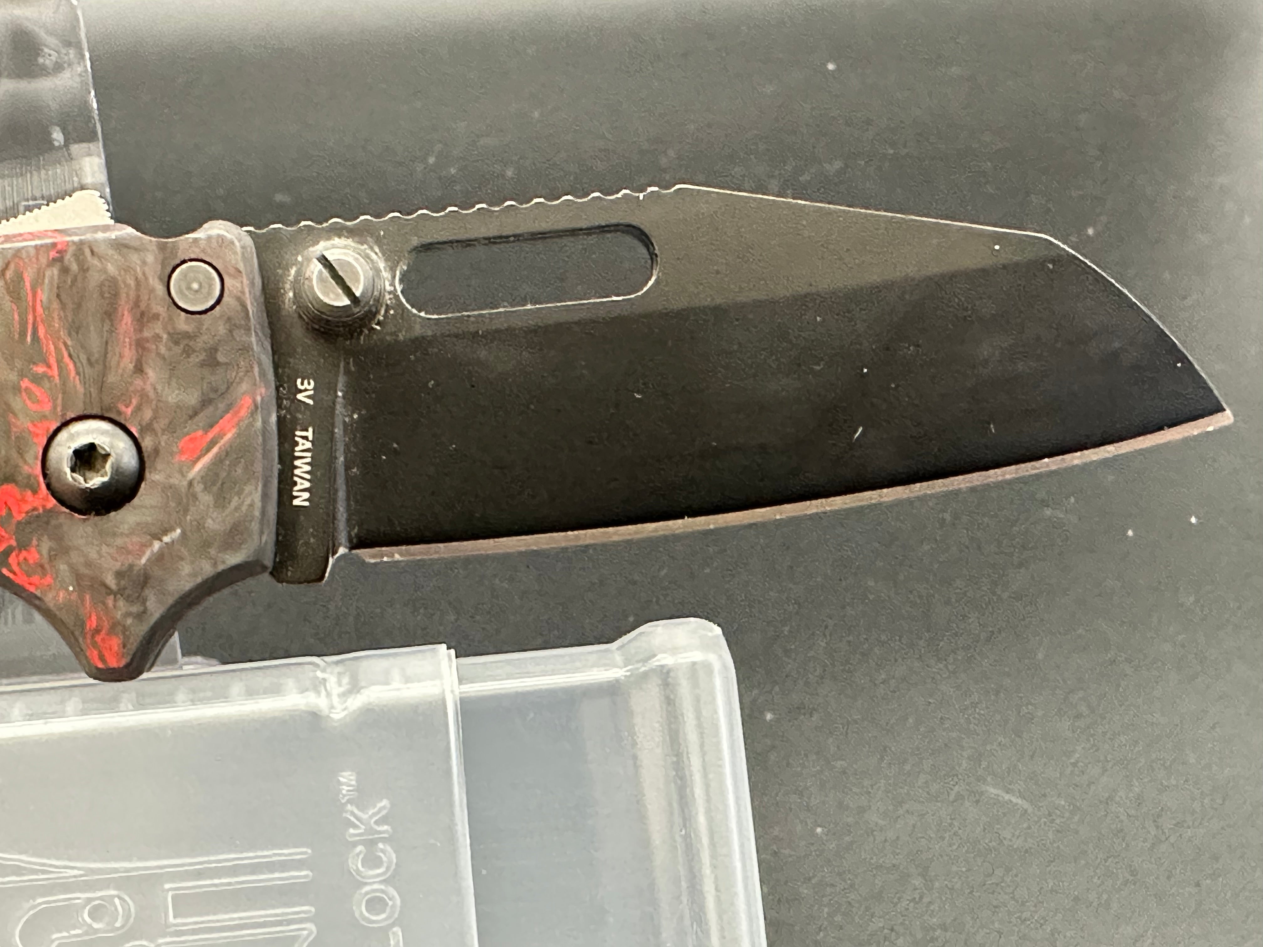 Demko AD20.5 Folding Knife with Red Matter Carbon Fiber Scales - EDC Pocket Knife for Outdoor Camping, Hiking & Everyday Carry