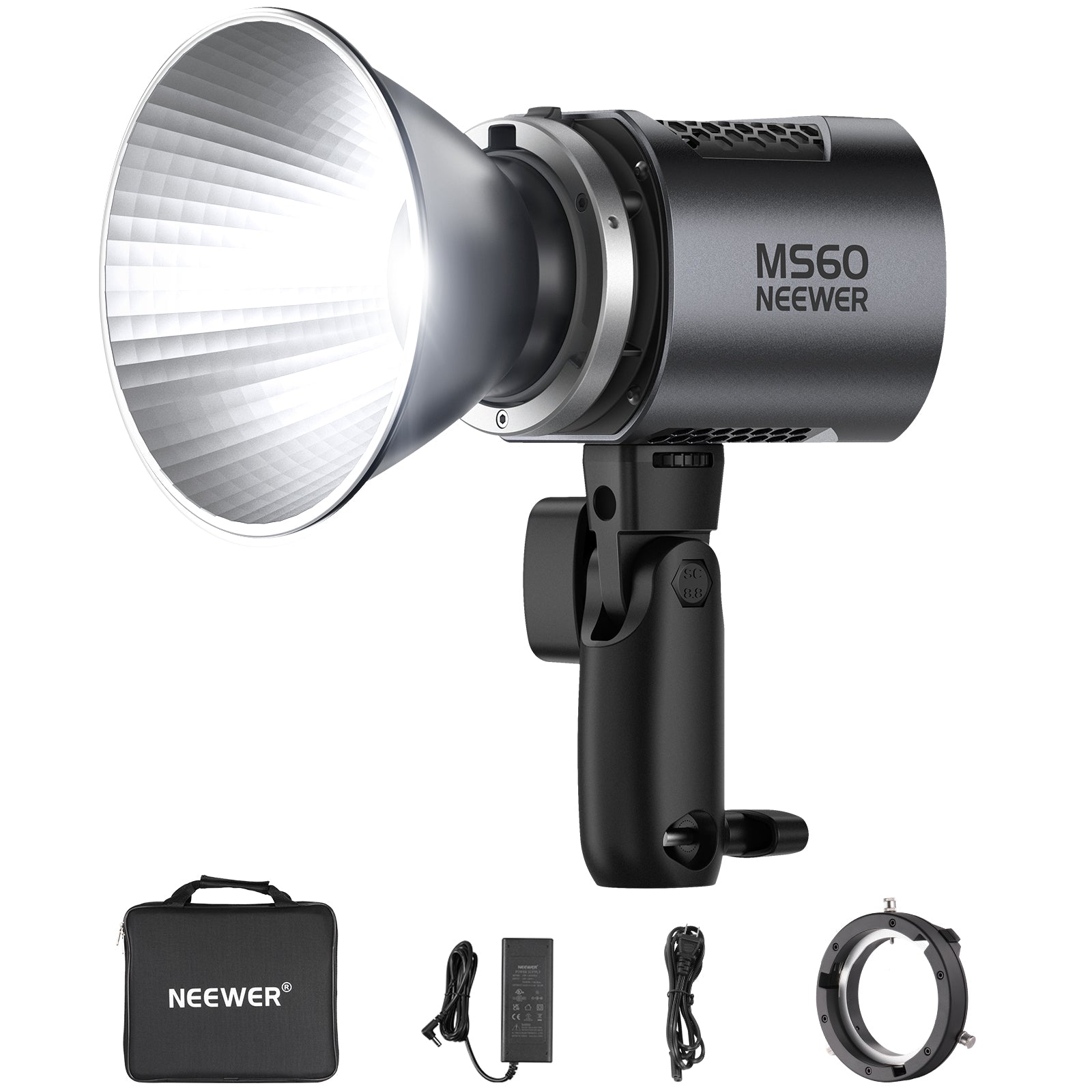 NEEWER MS60 65W Mini COB LED Video Light - Professional Continuous Lighting for Photography, YouTube Videos & Live Streaming - Perfect for Studio, Vlogging & Content Creation