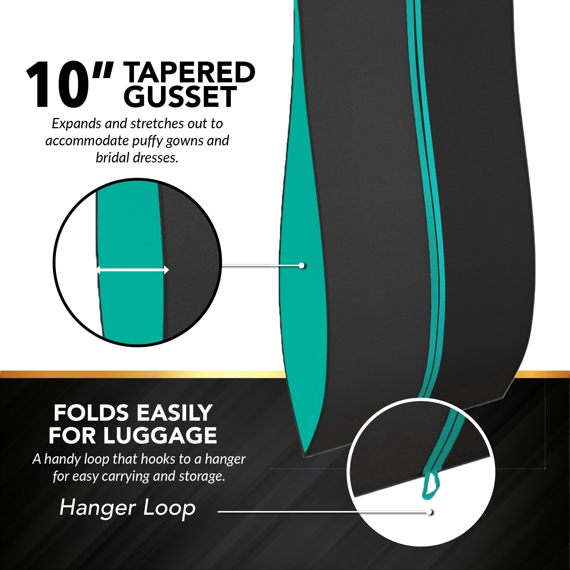 Women's Dress Garment Bag for Prom & Formal Gowns - 72x24 Inches with 10