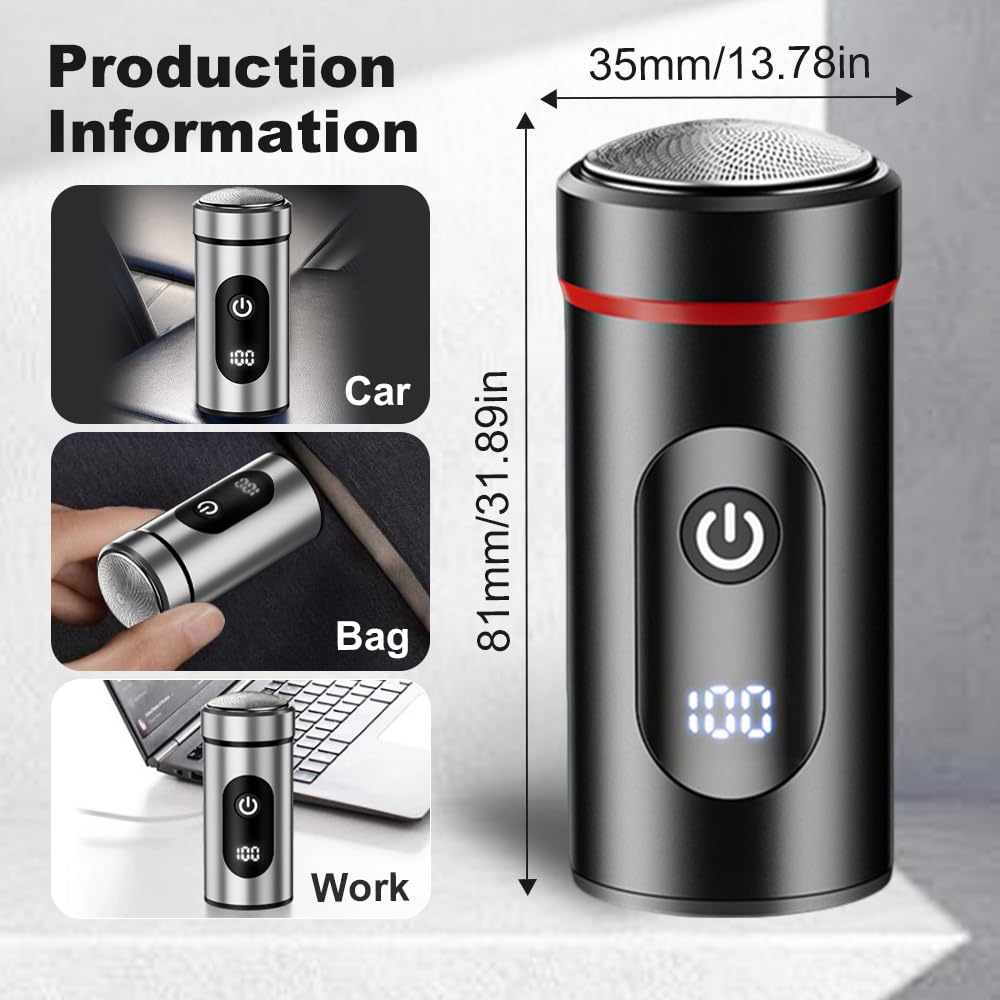 2025 Mini Portable Electric Shaver for Men - Rechargeable Waterproof Travel Razor with USB Charging | Compact Pocket Shaver for Home, Car, Office & On-the-Go Grooming (Black) | Perfect for Business Trips, Gym Bags & Daily Commute