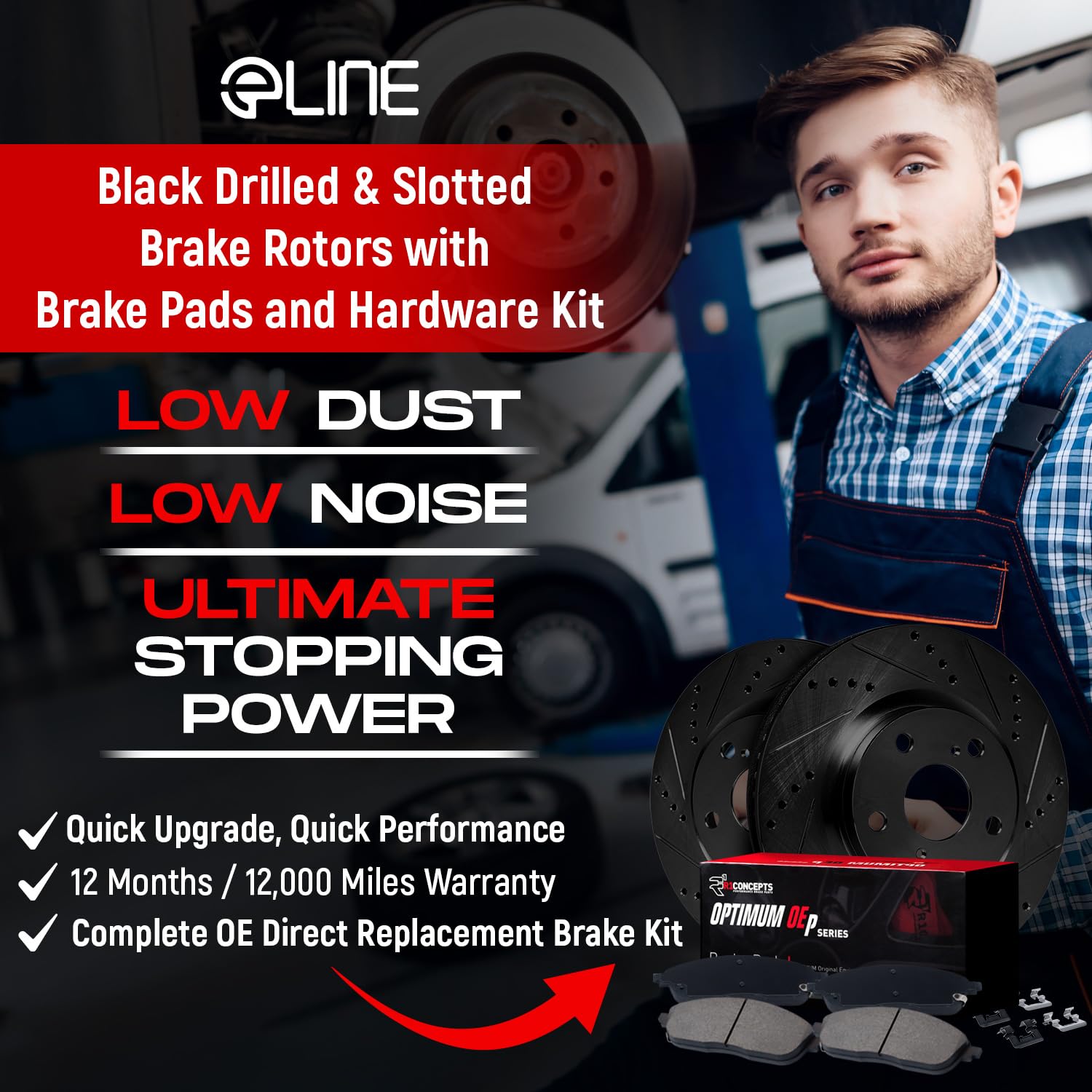 R1 Concepts Rear Brake Pads and Rotors Kit - High Performance OEp Brake System with Hardware (WHUH1-53004) | Perfect for Sedans, SUVs & Trucks | Durable Stopping Power for Daily Commute & Towing