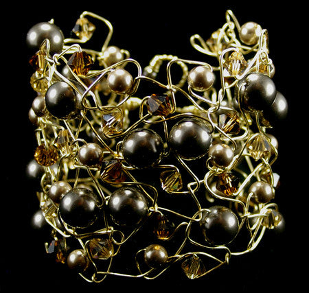 Kezani Candice B Cuff Bracelet for Women - Elegant Gold & Silver Bangle - Perfect for Parties, Weddings & Everyday Wear