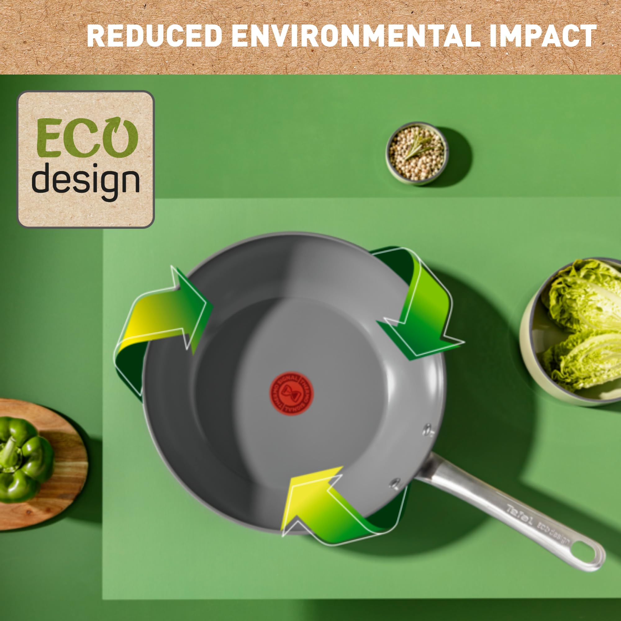 Tefal Renew On - 28cm Ceramic Non-Stick Wok Pan, Induction Compatible, Thermo-Signal Heat Indicator, Eco-Friendly & Healthy Cooking, Made in France C4241943 - Perfect for Stir-Fry, Sautéing & Asian Cuisine