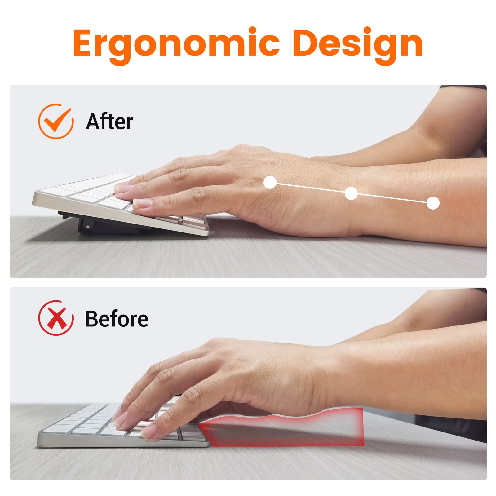 HONKID Adjustable Keyboard Stand for Apple Magic Keyboard & Flat-Back Keyboards - Ergonomic Riser for Desktop Computers - Perfect for Office, Gaming & Home Workspace Setup