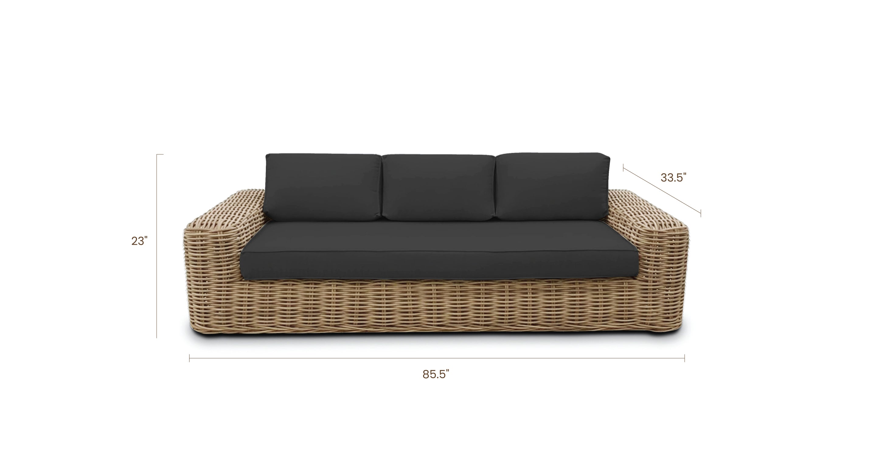 Puglia 3-Seat Sofa - Modern Comfortable Fabric Couch for Living Room, Lounge & Family Room - Perfect for Relaxing, Entertaining & Small Spaces