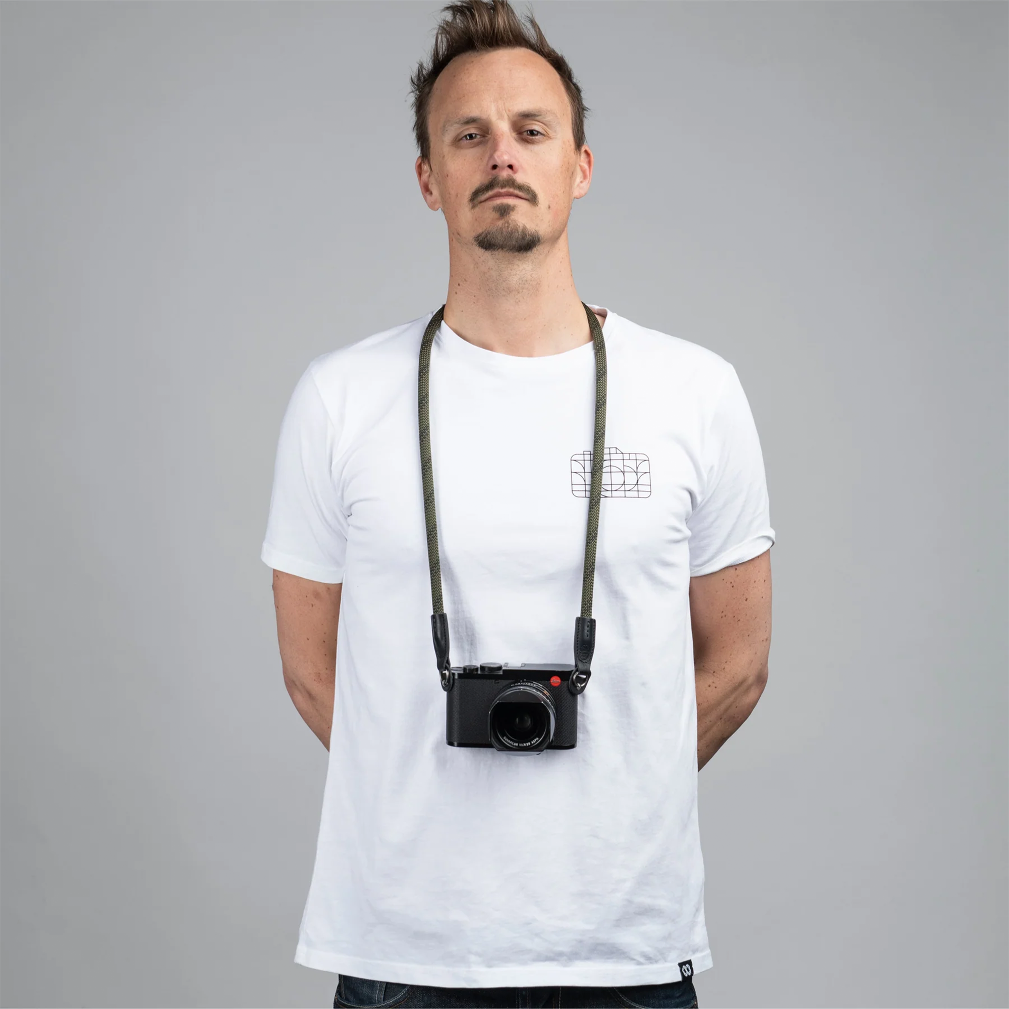 Cooph Rope Camera Strap with Split Ring - 51.2 Inch (130cm) Adjustable Neck Strap for DSLR & Mirrorless Cameras - Durable Duotone Olive Design for Travel & Outdoor Photography
